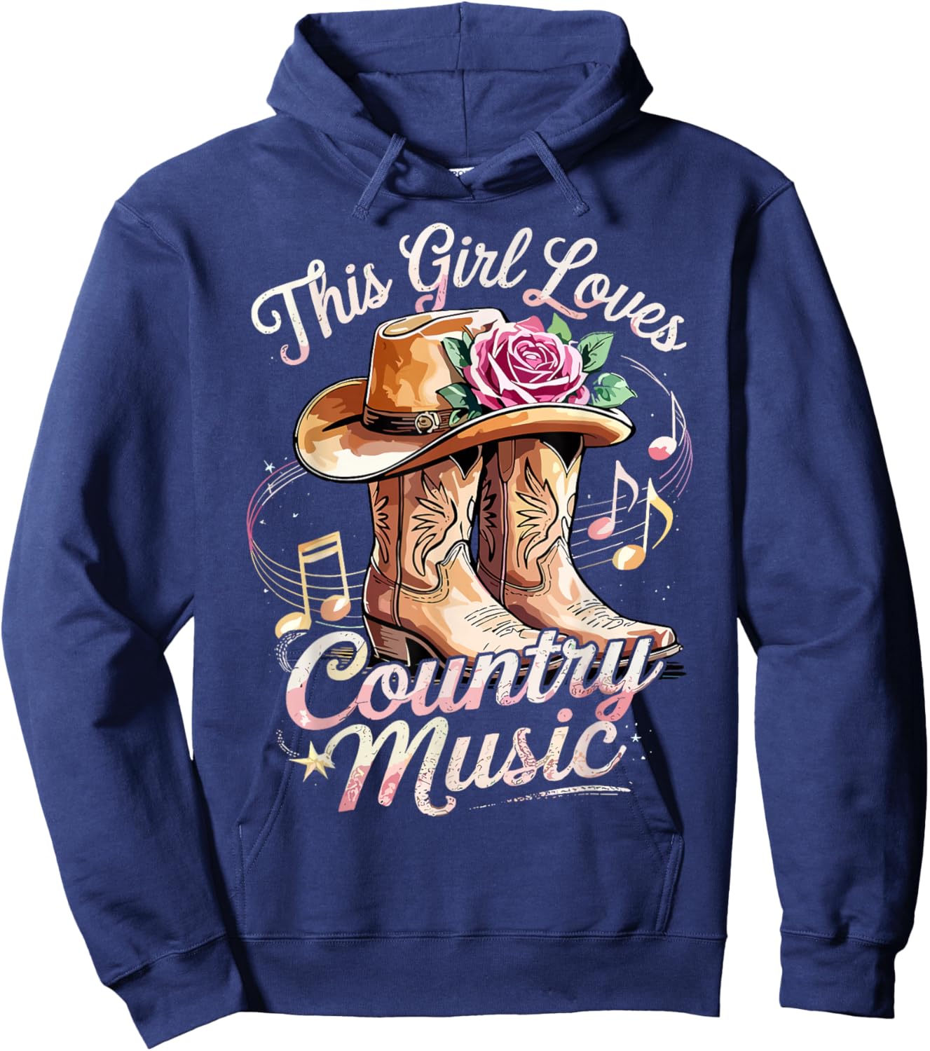 This Girl Loves Country Music Western Cowgirl Hoodie - Hoodie | Navy
