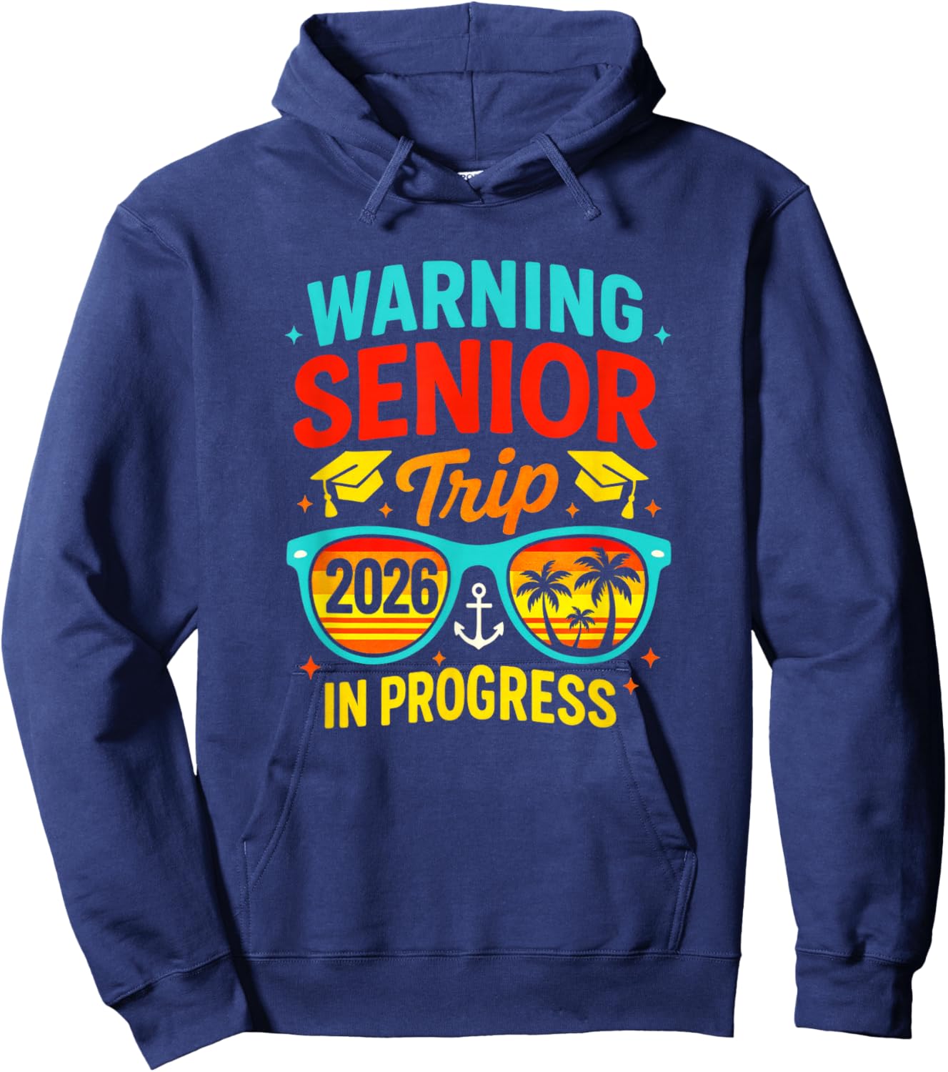 Warning Senior Trip - 2026 Beach Vacation Hoodie - Hoodie | Navy