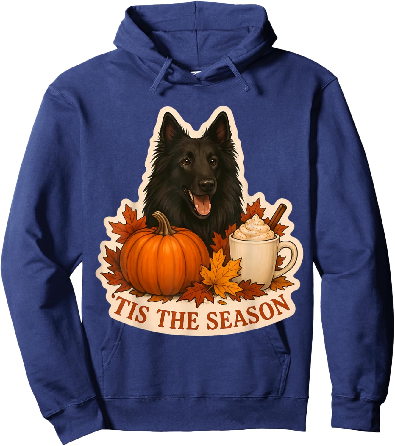 Tis The Season Belgian Sheepdog Dog Fall Autumn Pumpkin Cute Hoodie - Hoodie | Navy
