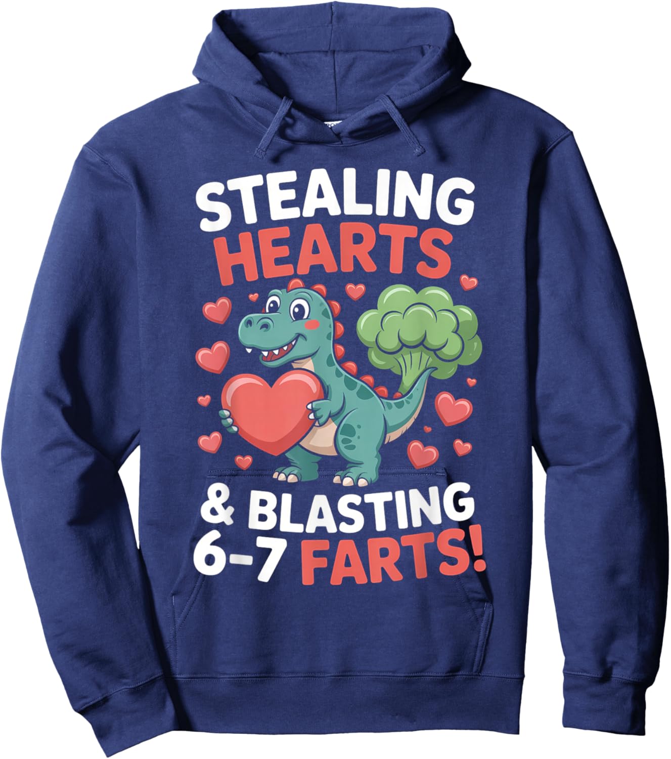 67 Meme Stealing Hearts Dinosaur Valentine's Day Kids Boys Hoodie - Hoodie | Navy