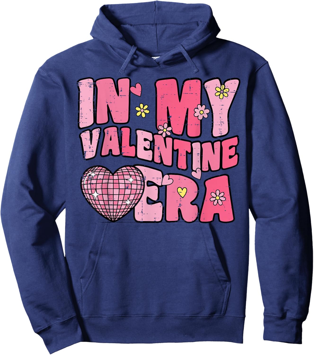 in My Valentine Era Disco Retro Valentine Women Men Kids Hoodie - Hoodie | Navy