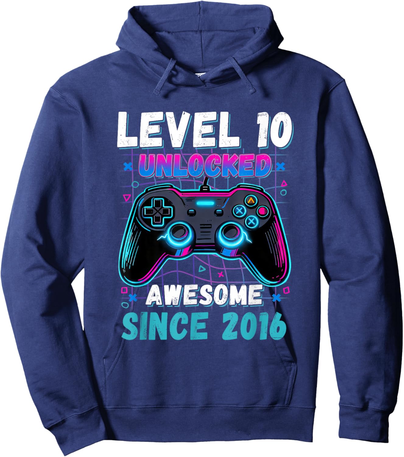 Level 10 Unlocked Awesome Since 2016 10th Birthday Boys Kids Hoodie - Hoodie | Navy
