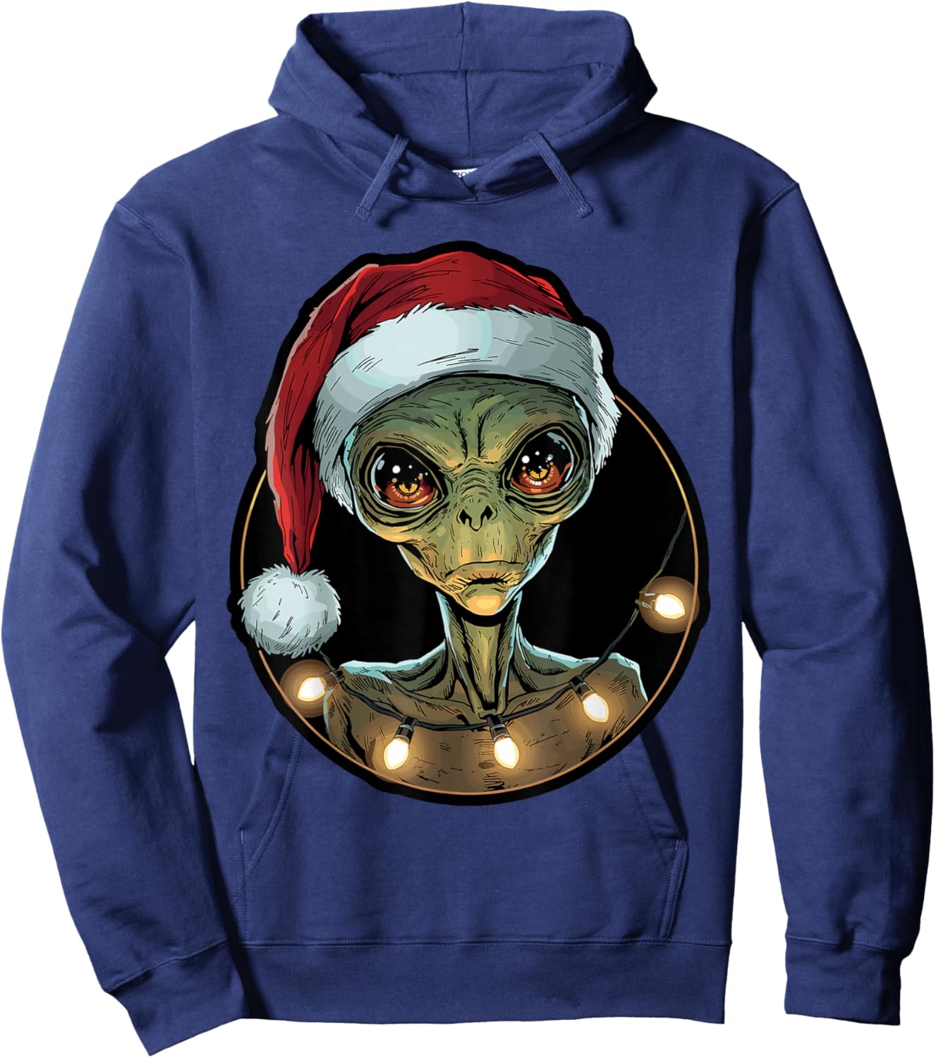 Christmas Alien Galactic Decoration Winter Santa Hat Hoodie - Hoodie | Navy