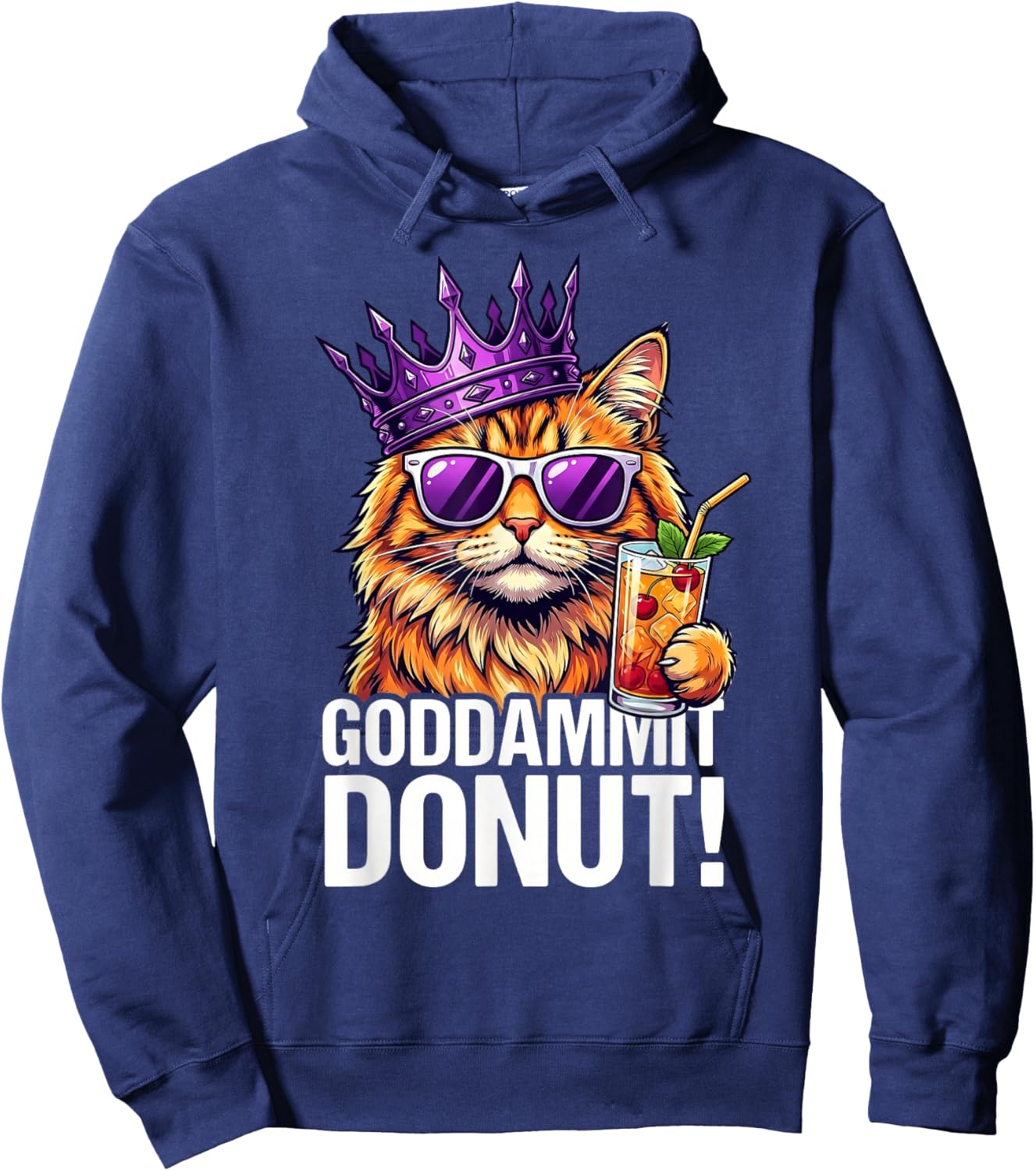 Donut Princess Cat Meme – Kawaii Funny Cartoon Style Hoodie - Hoodie | Navy