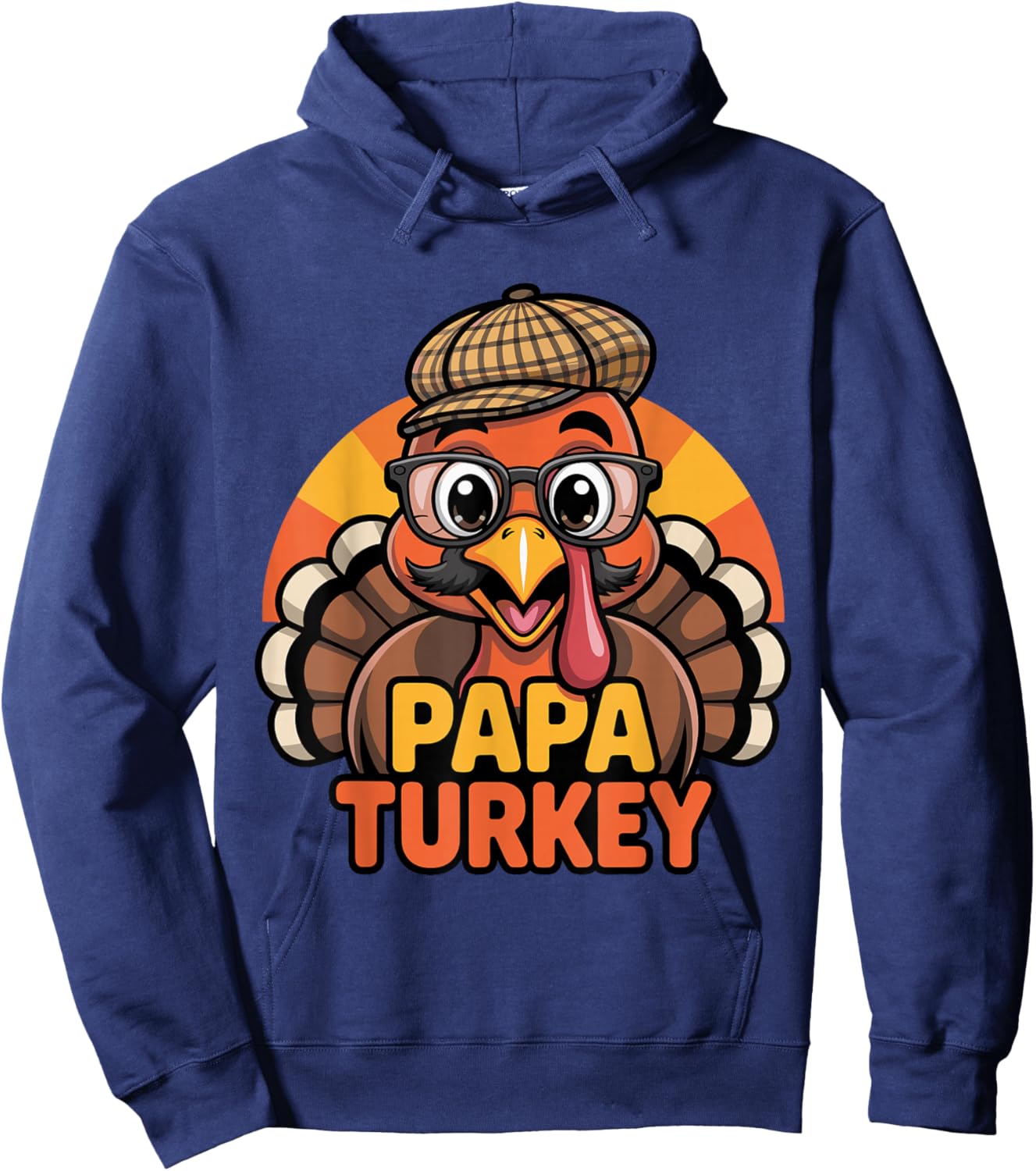 Funny Thanksgiving Papa Turkey Family Matching Men Hoodie - Hoodie | Navy