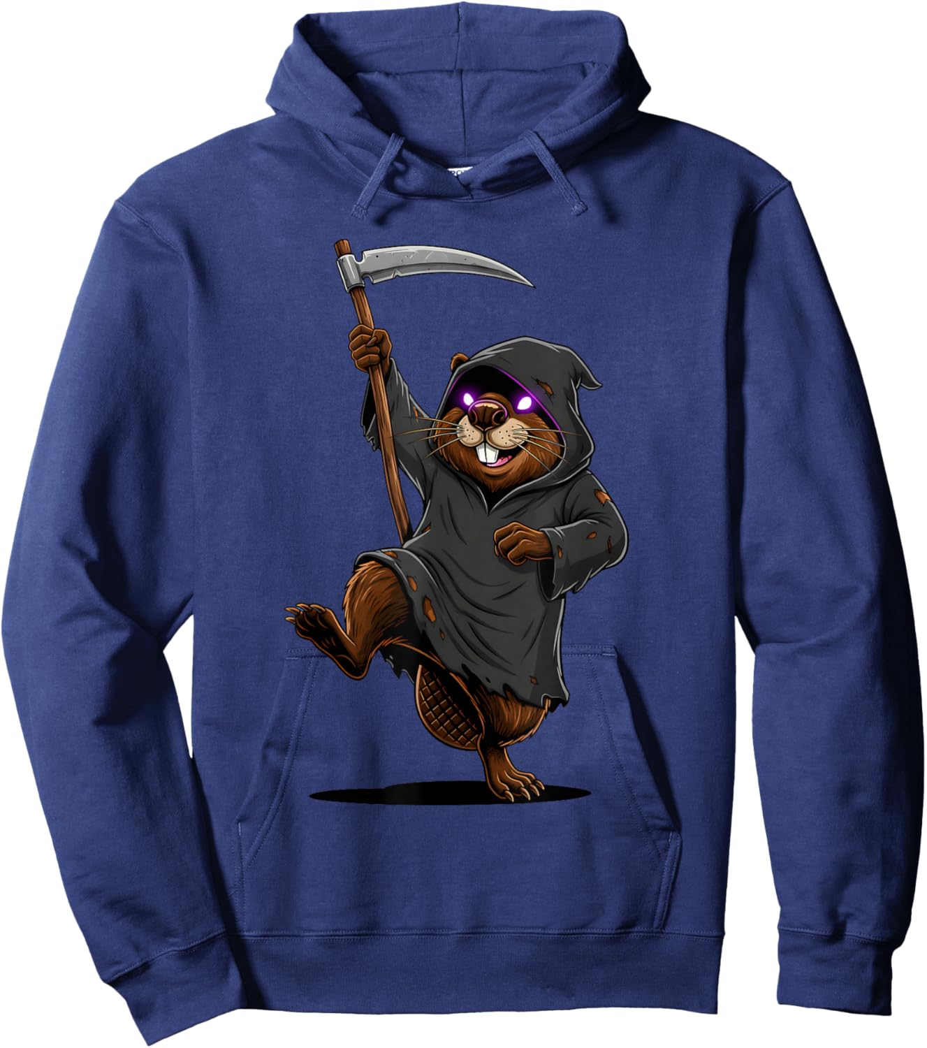 Grim Reaper Beaver Funny Halloween Costume Scythe Dark Humor Hoodie - Hoodie | Navy