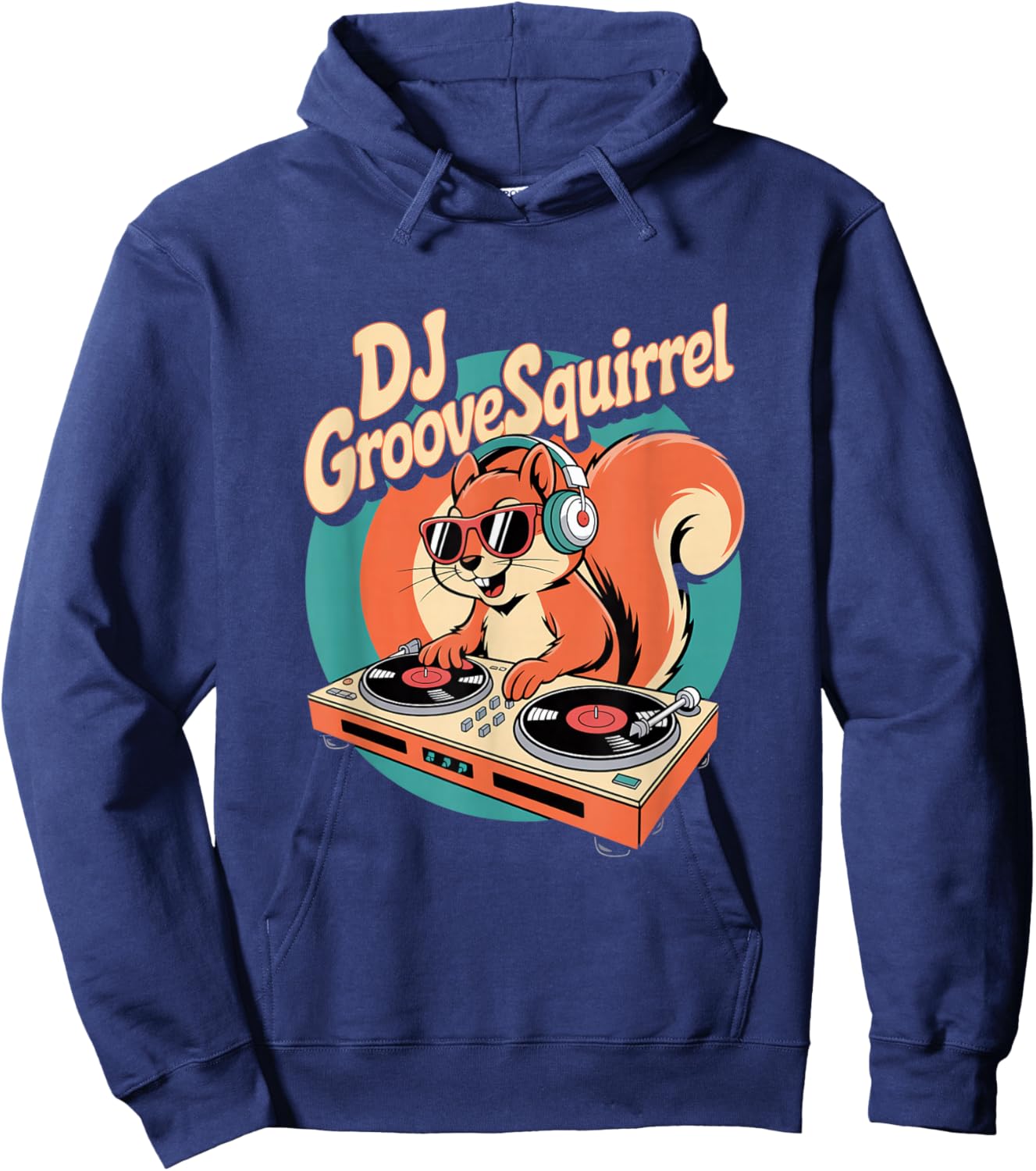 DJ Groove Squirrel Retro Turntable Club Vibes Hoodie - Hoodie | Navy
