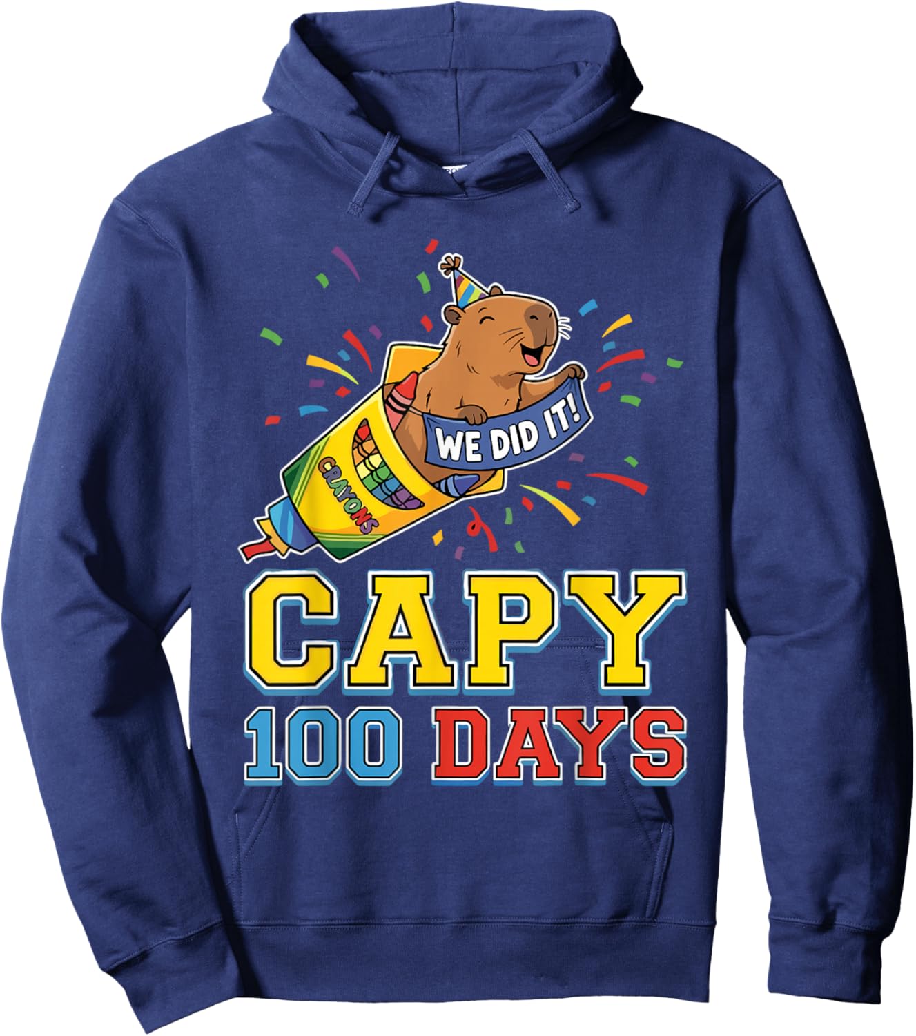 Capy 100th Day of School Cute Capybara Teacher Hoodie - Hoodie | Navy