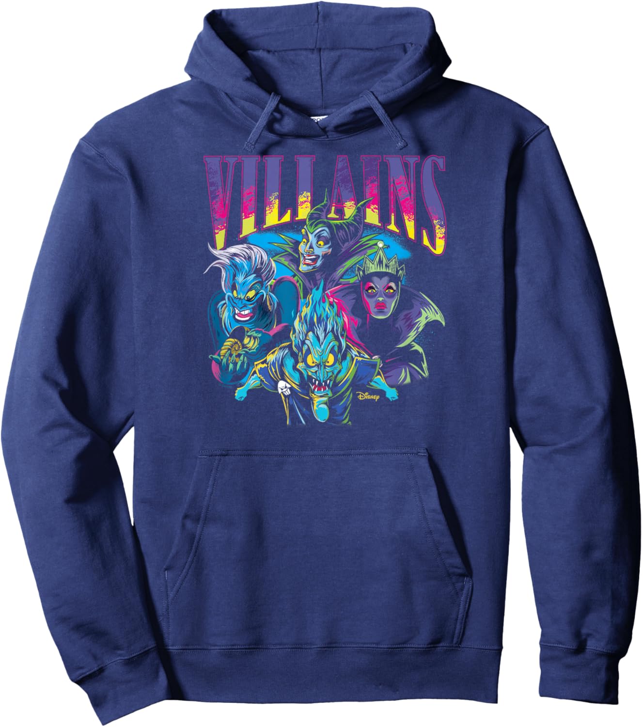 Blacklight Disney Villains Hades Ursula Maleficent Queen Hoodie - Hoodie | Navy