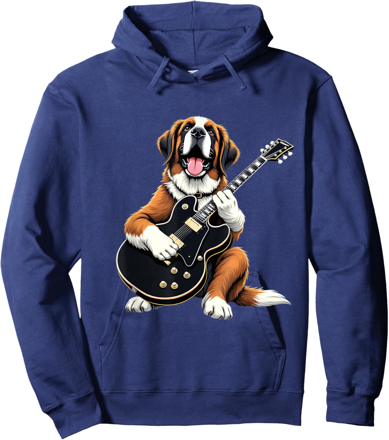 St Bernard Dog Playing Electric Guitar St Bernard Lover Hoodie - Hoodie | Navy