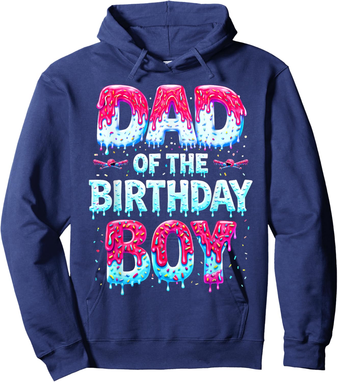Dad of The Birthday Boy Ice Cream Baseball Family Party Hoodie - Hoodie | Navy