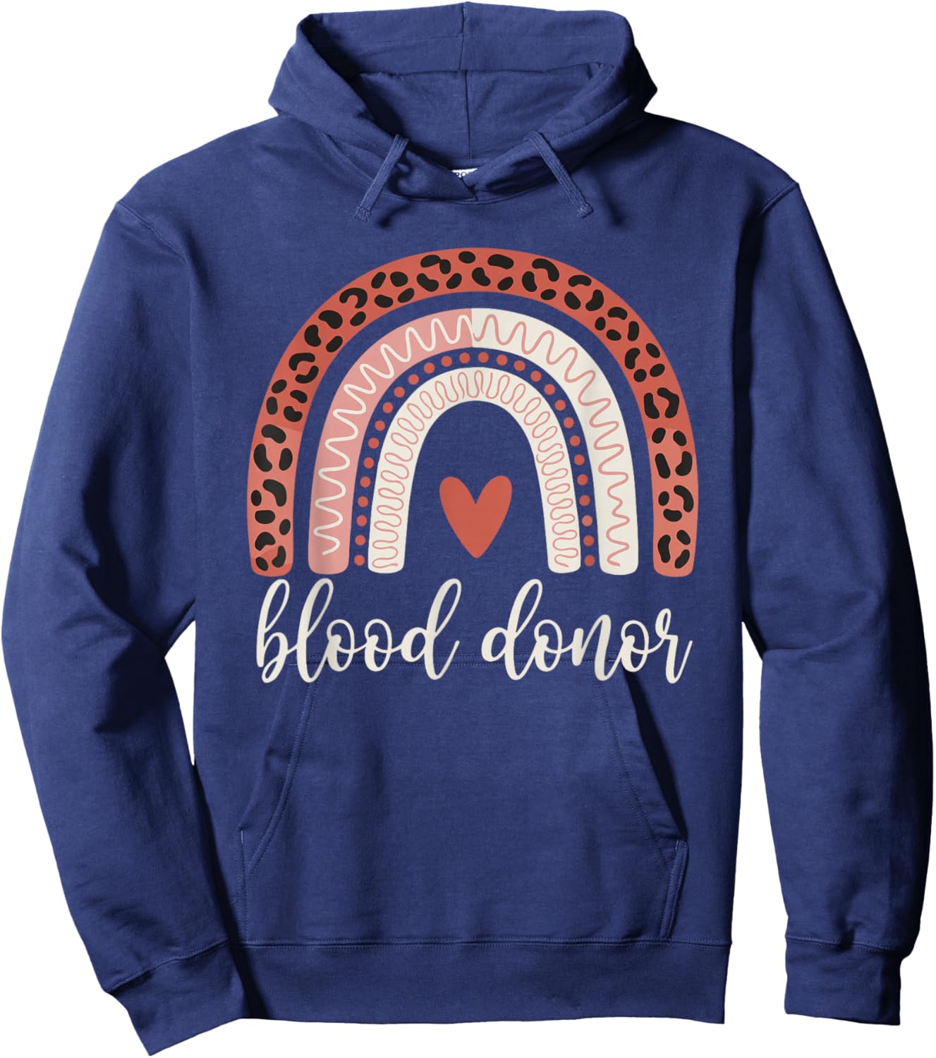 Leopard Rainbow Blood Donation Donor Support Awareness Hoodie - Hoodie | Navy