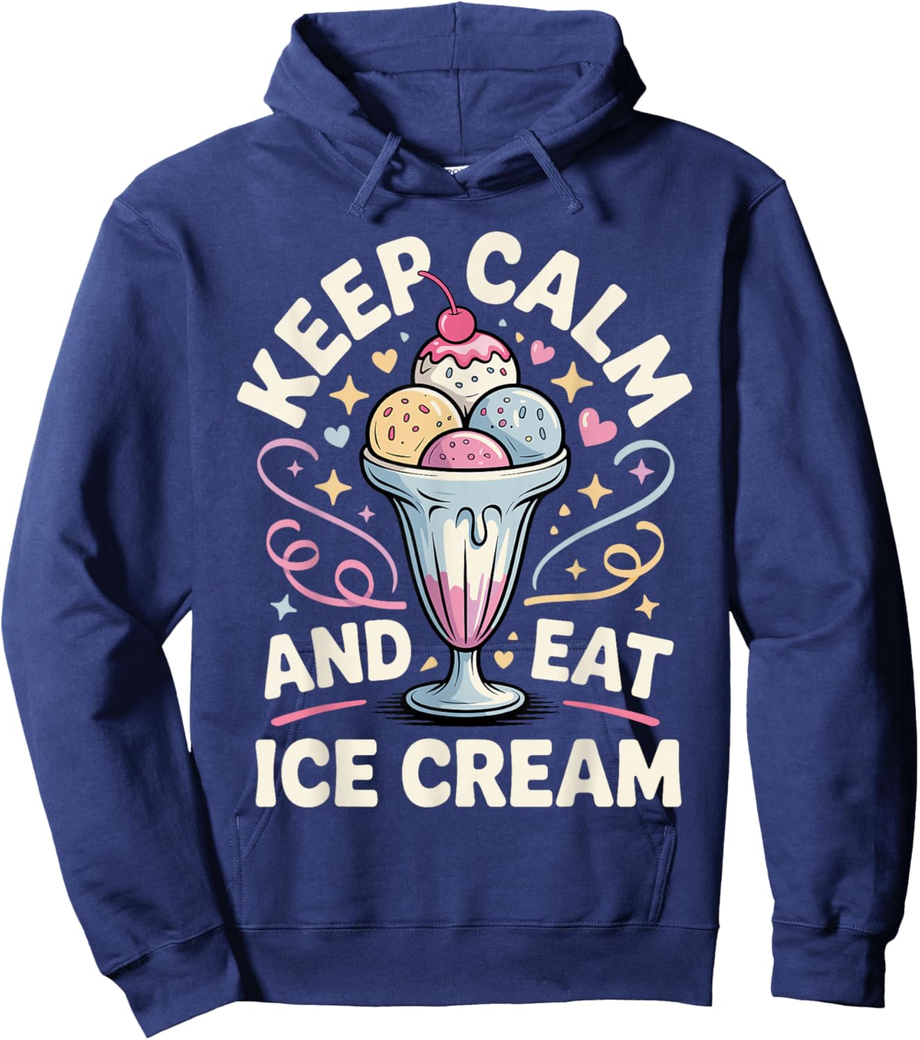Funny Ice Cream Art Women Kids Dessert Ice Cream Fan Hoodie - Hoodie | Navy