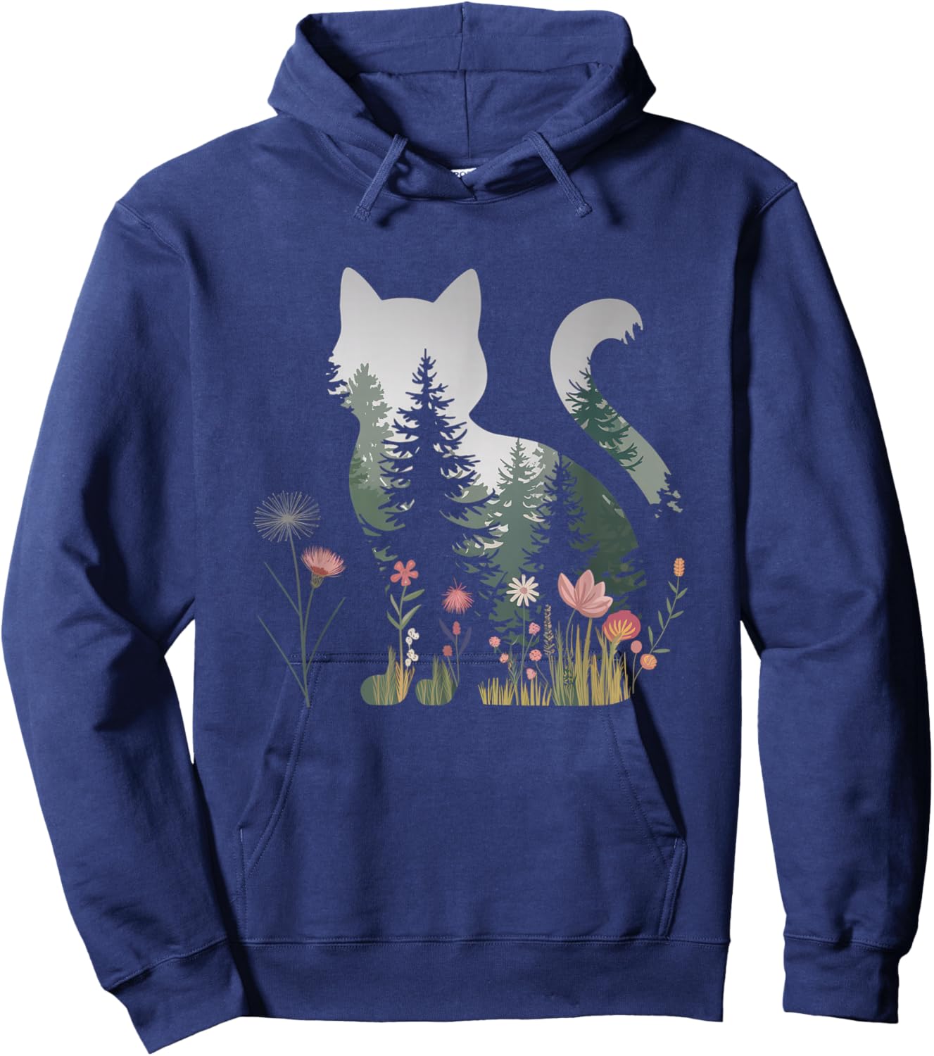 Boho cat Plants Women Girl Men Flowers Kitty Cats Hoodie - Hoodie | Navy