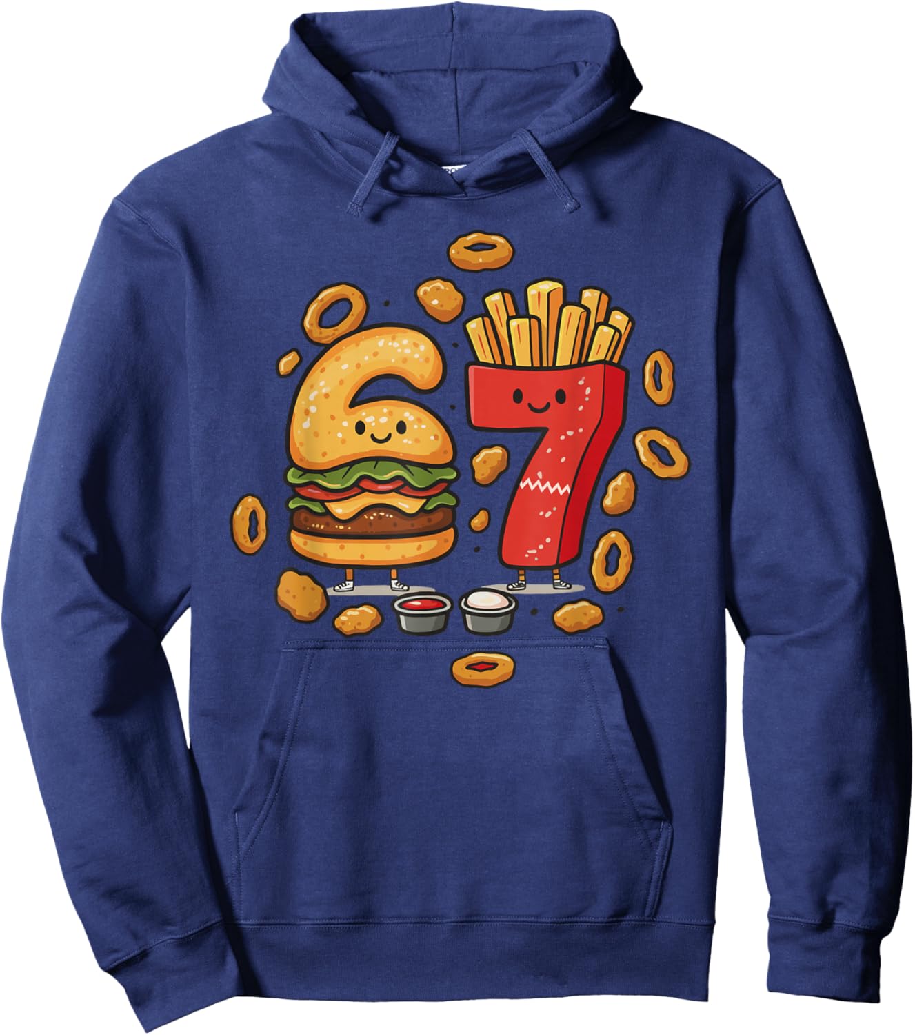 Funny Fast Food 67 Burger Fries Chicken Nugget Six Seven Hoodie - Hoodie | Navy