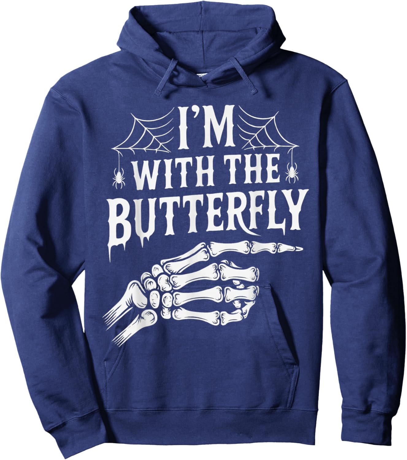I'm with Butterfly Halloween Costume Couples Matching Hoodie - Hoodie | Navy