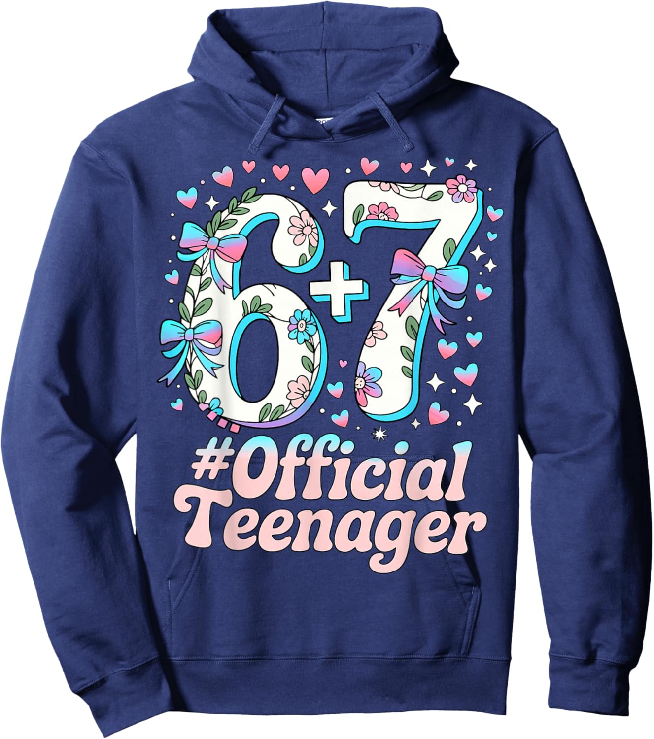 13 Years Official Teenager Cute 13th Birthday Six Seven Hoodie - Hoodie | Navy