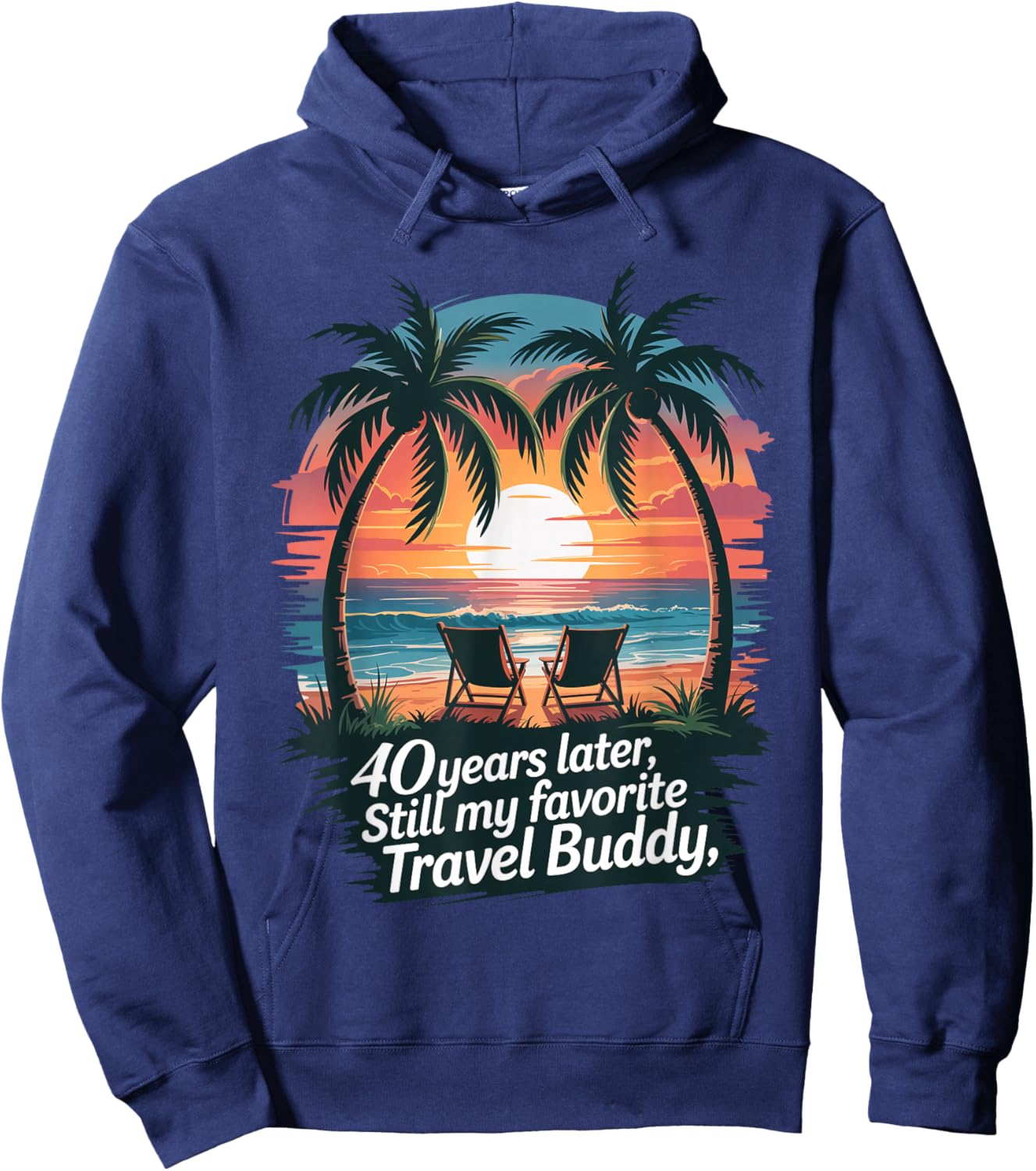 40th Wedding Anniversary Shirt Summer Vacation Beach Trip Hoodie - Hoodie | Navy