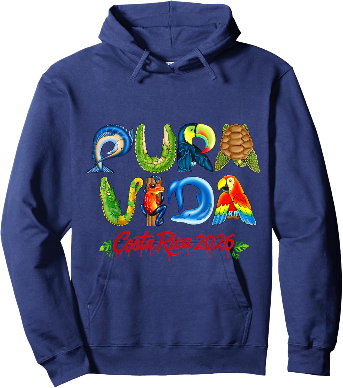 Pura Vida Costa Rica Central America Travel Souvenir 2026 Hoodie - Hoodie | Navy