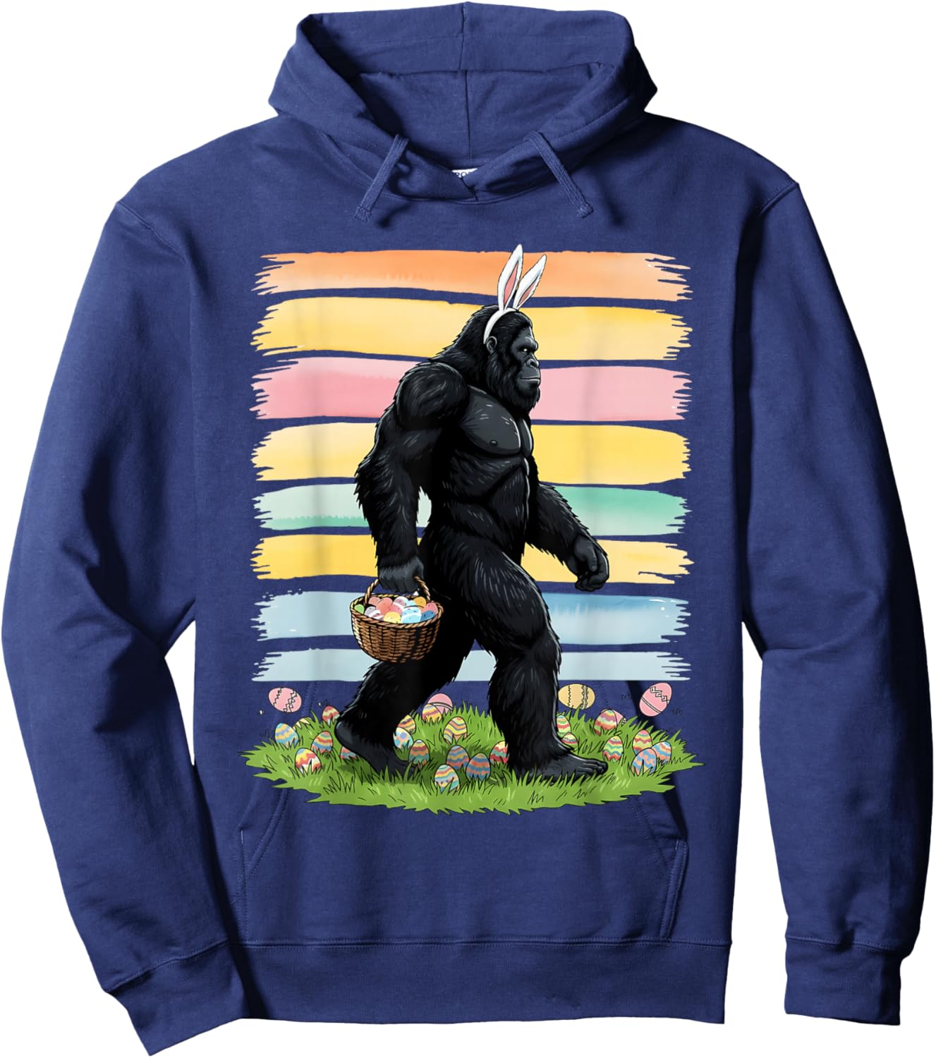 Easter Day Funny Bigfoot Sasquatch Easter Eggs Men Women Kid Hoodie - Hoodie | Navy