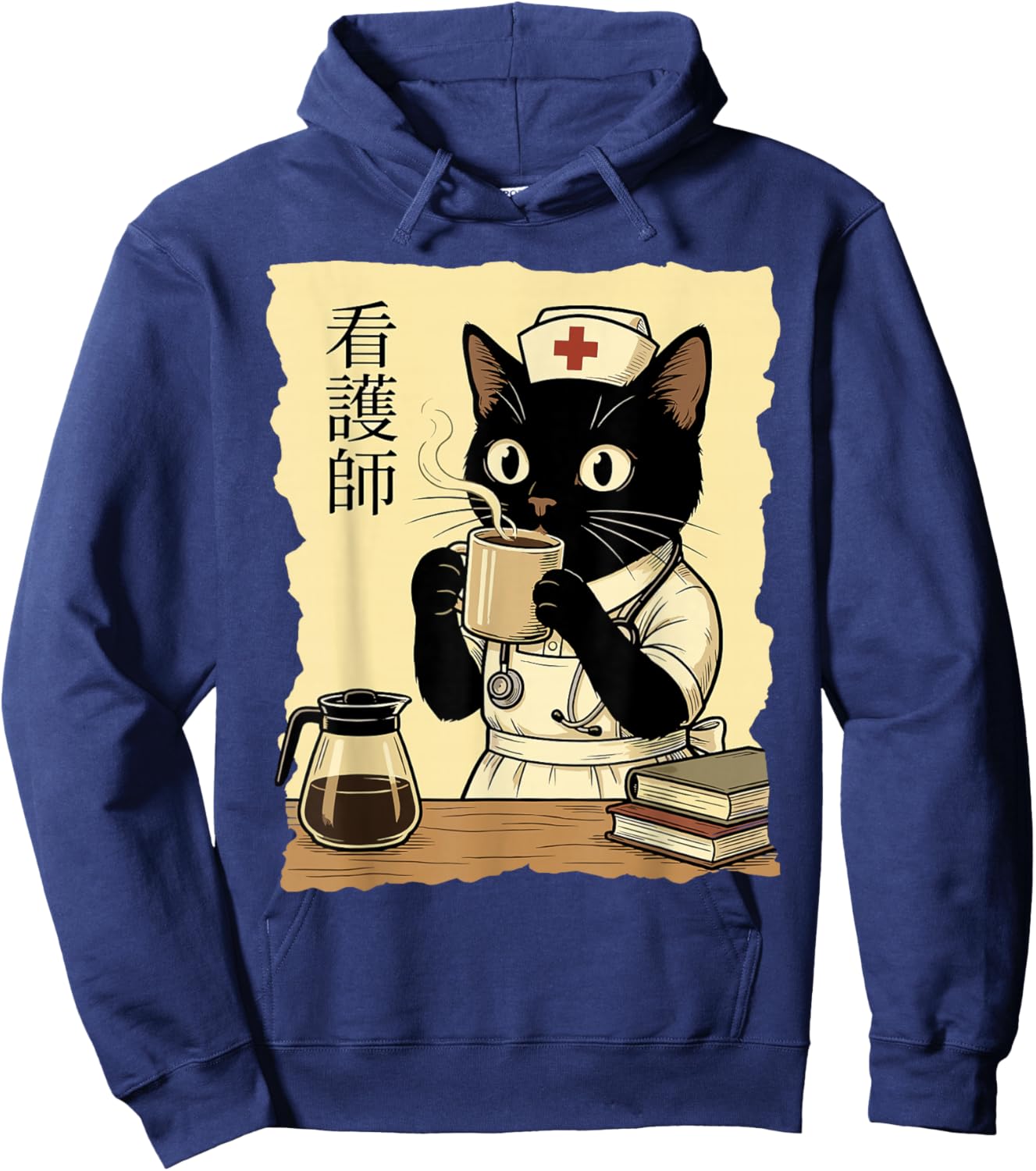Nurse Japanese Cat Hoodie - Hoodie | Navy
