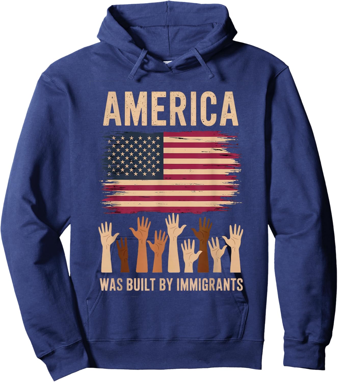 America was Built by Immigrants Diversity Immigration Rights Hoodie - Hoodie | Navy