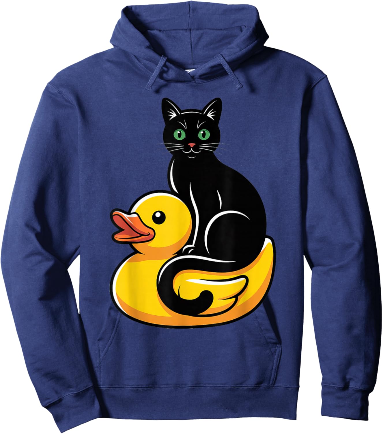 Cute Black Cat Rubber Duck Hoodie - Hoodie | Navy