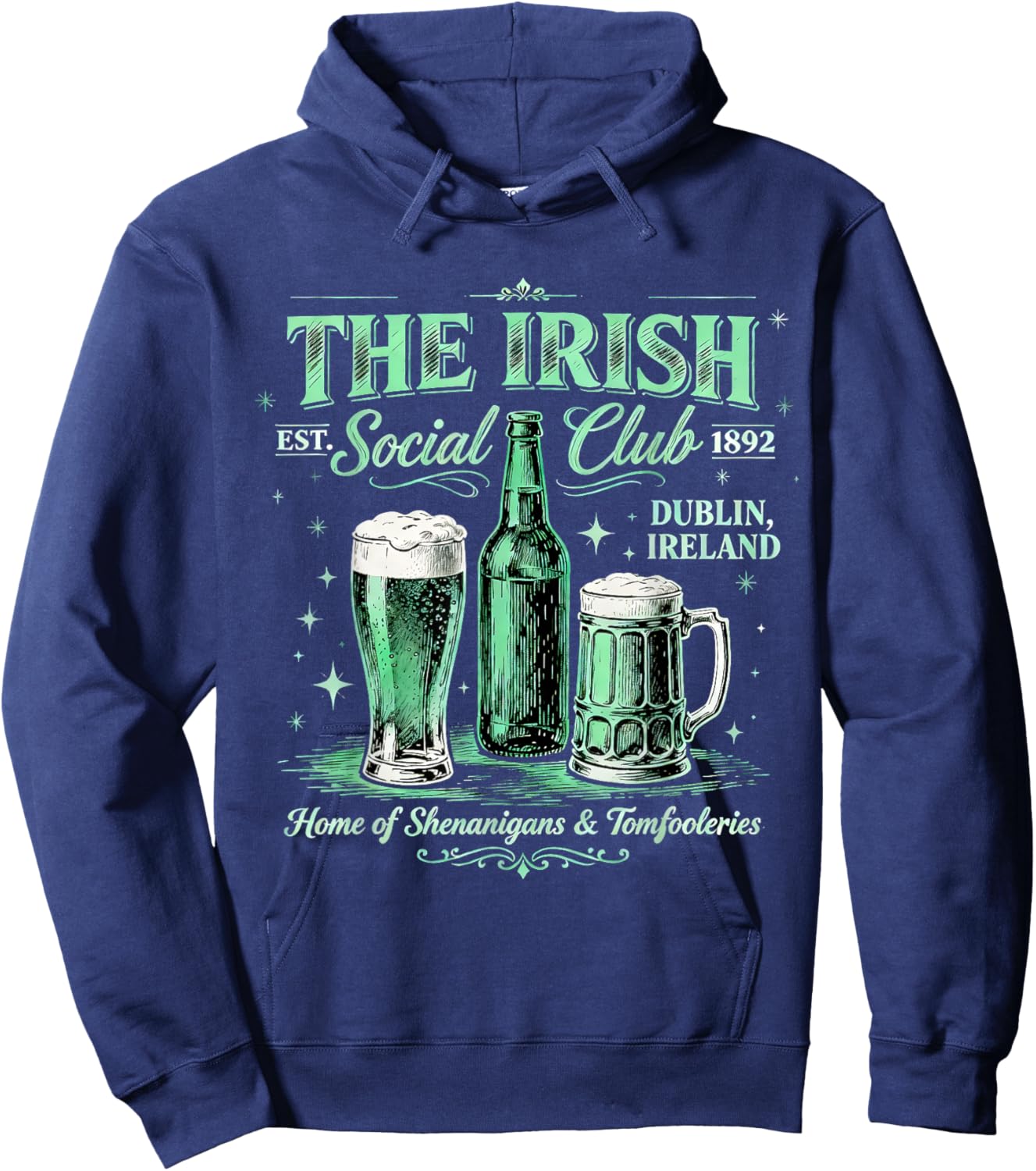 The Irish Social Club Vintage Drinking Team St Patrick's Day Hoodie - Hoodie | Navy