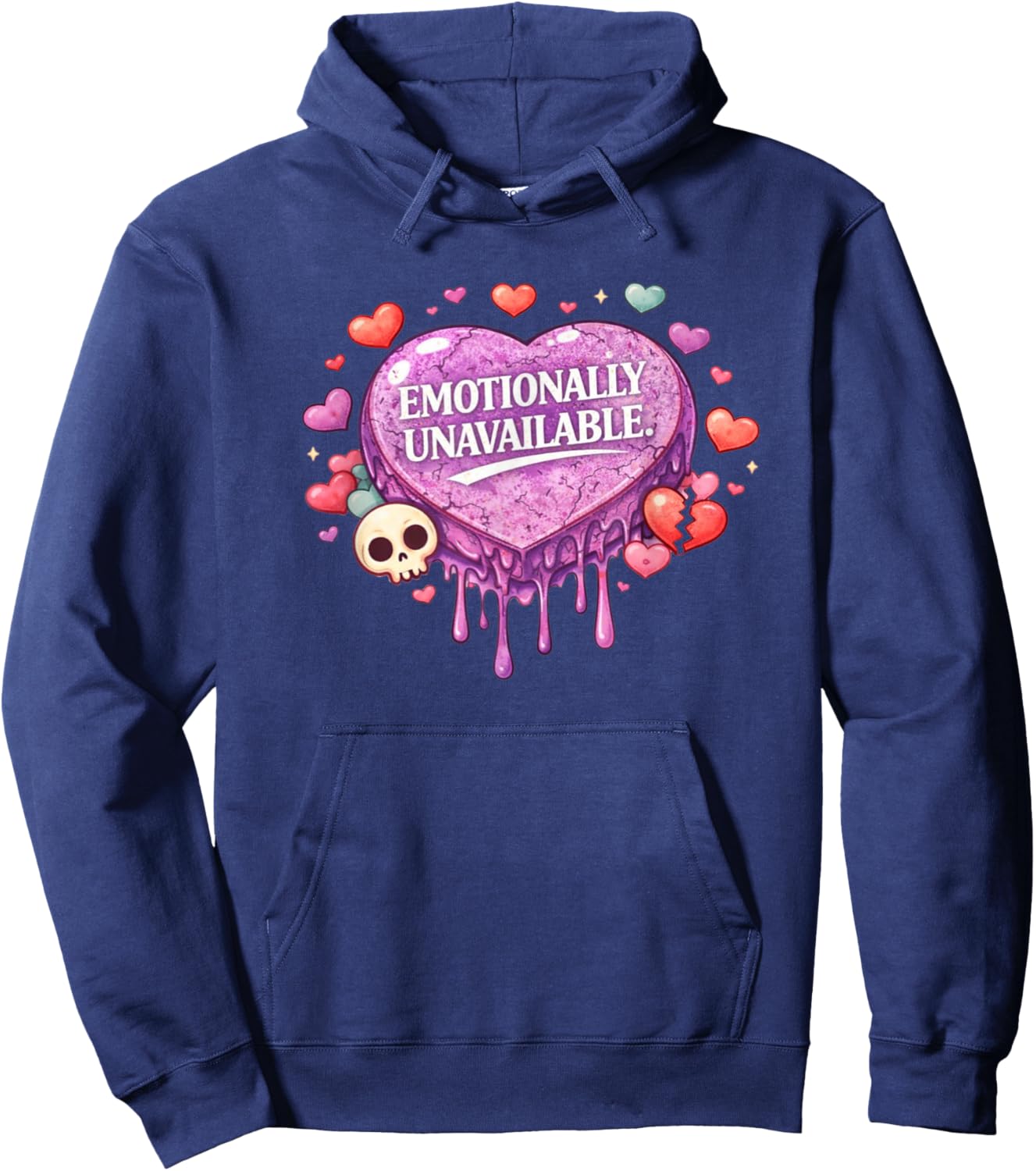 Emotionally Emo Unavailable Funny Emo Saying Valentine's Hoodie - Hoodie | Navy