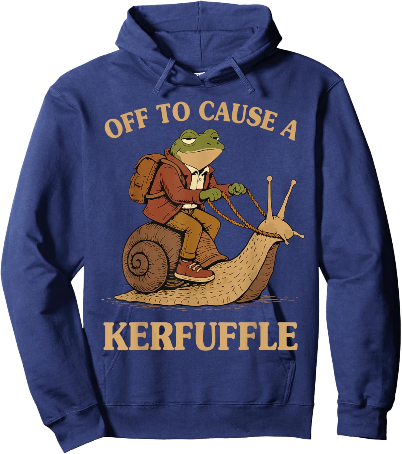 Off to Cause A Kerfuffle Frog Funny Weirdcore Sayings Unique Hoodie - Hoodie | Navy