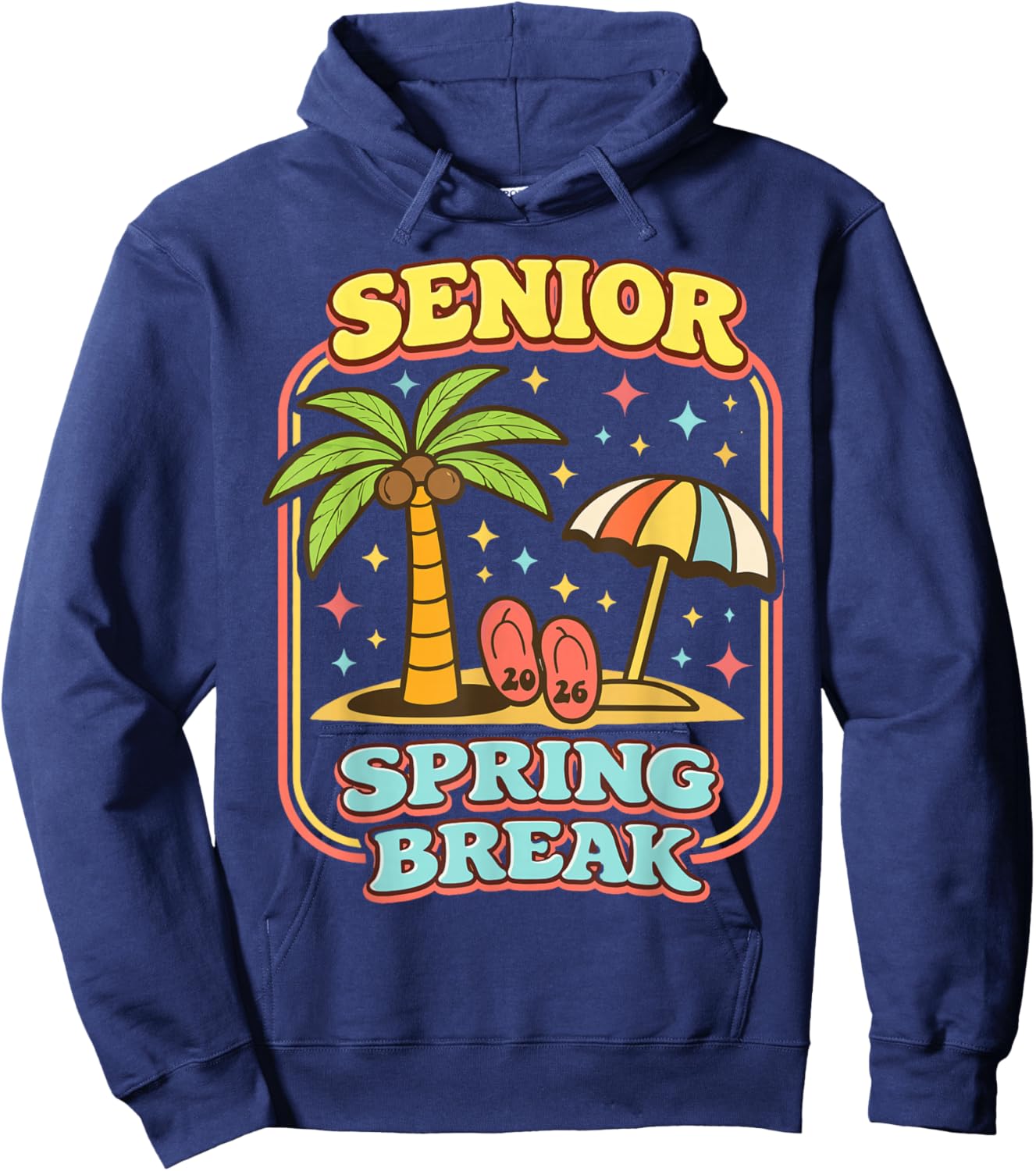 Vintage Senior Spring Break 2026 Tropical Summer Vacation Hoodie - Hoodie | Navy