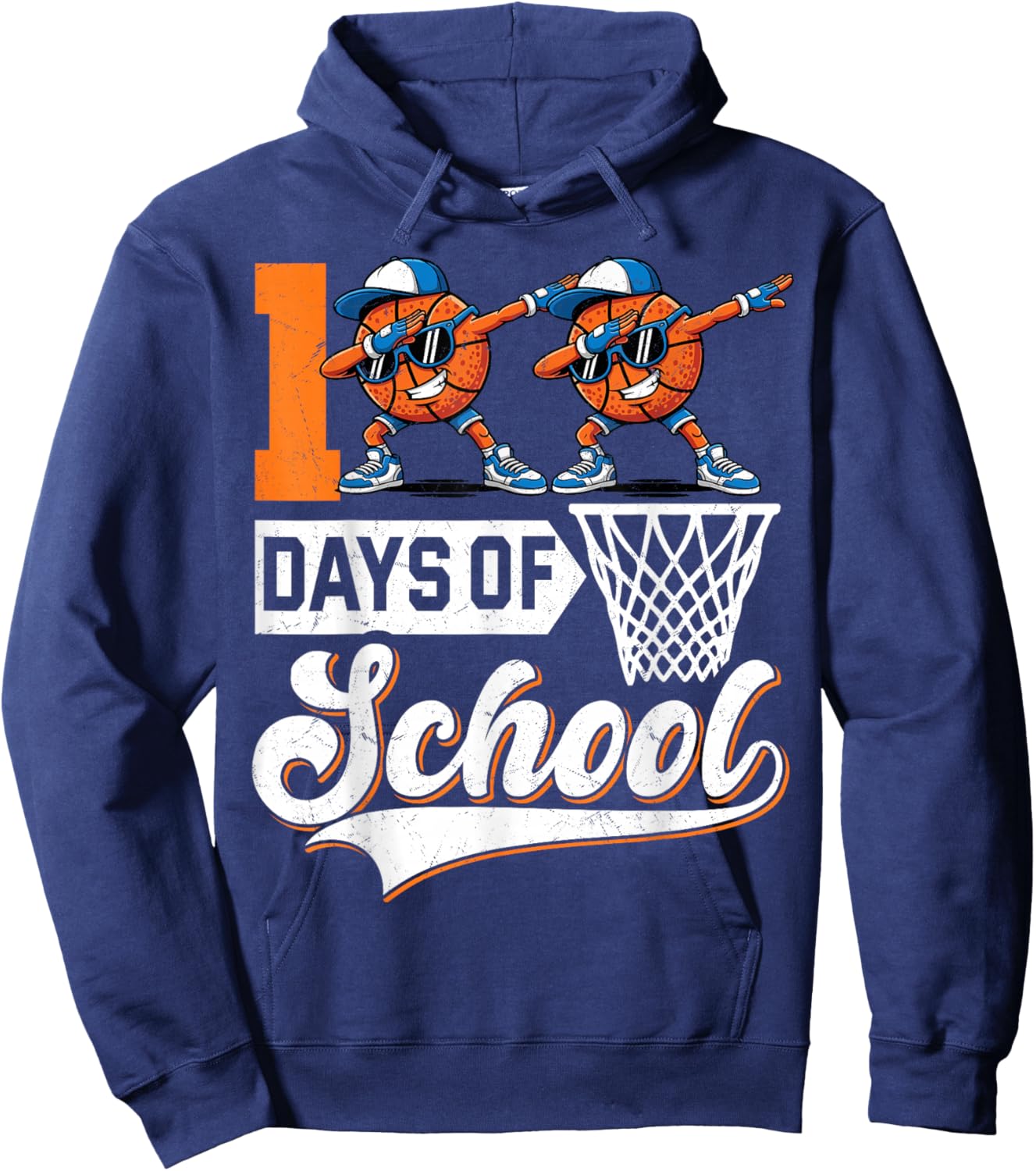 Kids 100 Days of School Boys 100th Day of School Basketball Hoodie - Hoodie | Navy