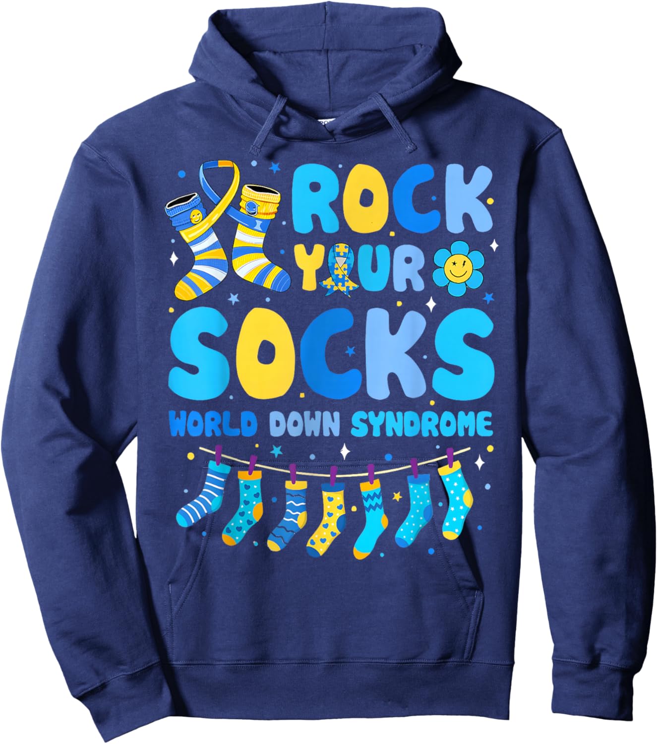 Rock Your Socks World Down Syndrone Awareness Men Women Kids Hoodie - Hoodie | Navy