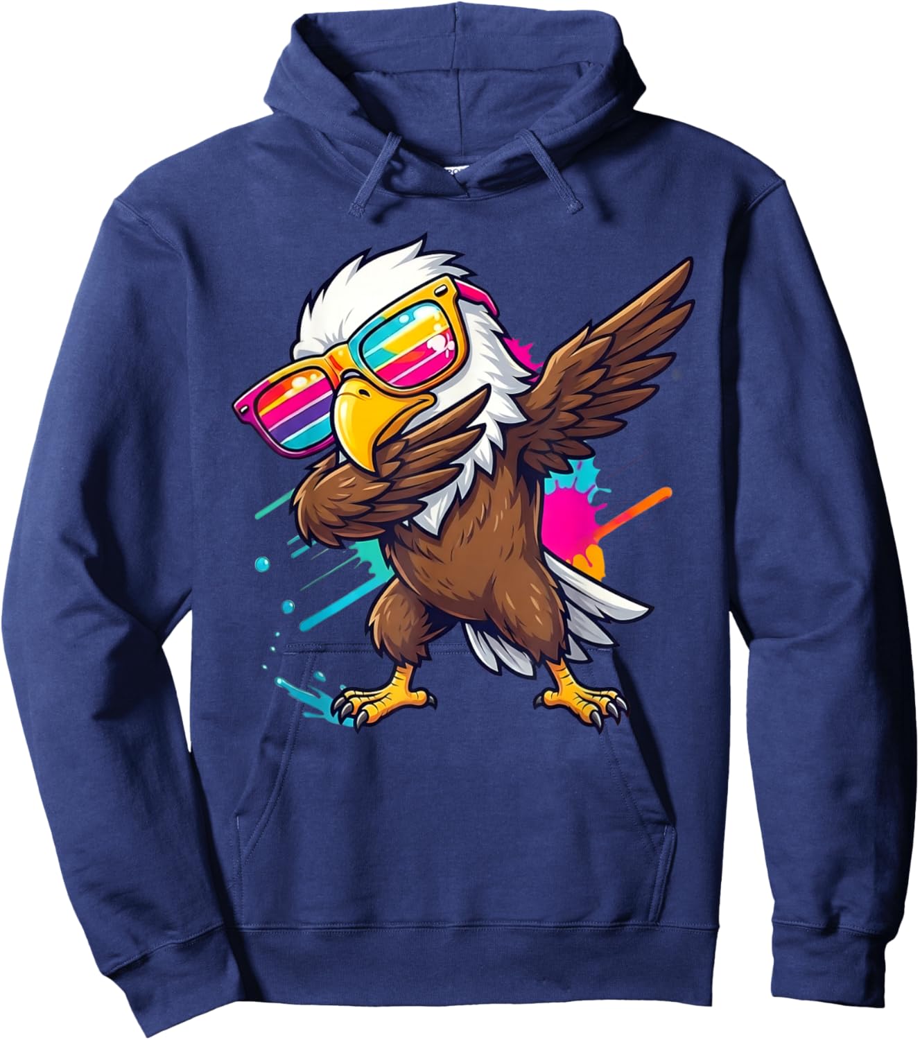 Dabbing Eagle Graphic Kids Boys Colorful Eagle Bird Lovers Hoodie - Hoodie | Navy