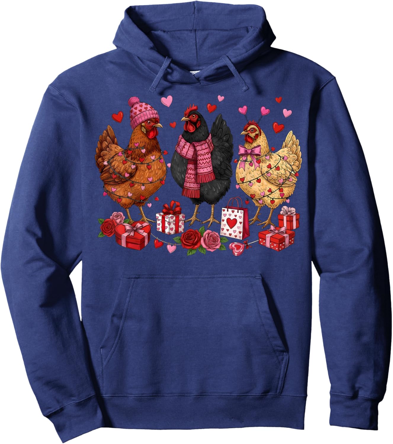 Valentine Chicken Heart Love Farm Hen Chicken Lovers Hoodie - Hoodie | Navy
