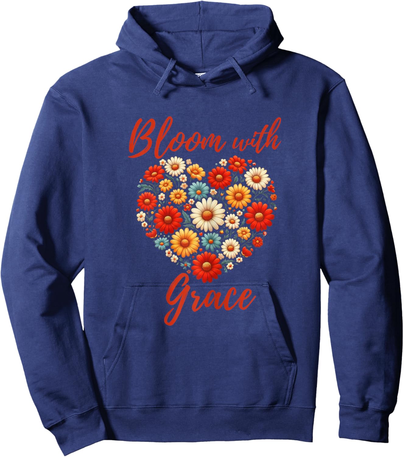 Christian Positive Florals Inspiring Uplifting Faith-Based Hoodie - Hoodie | Navy