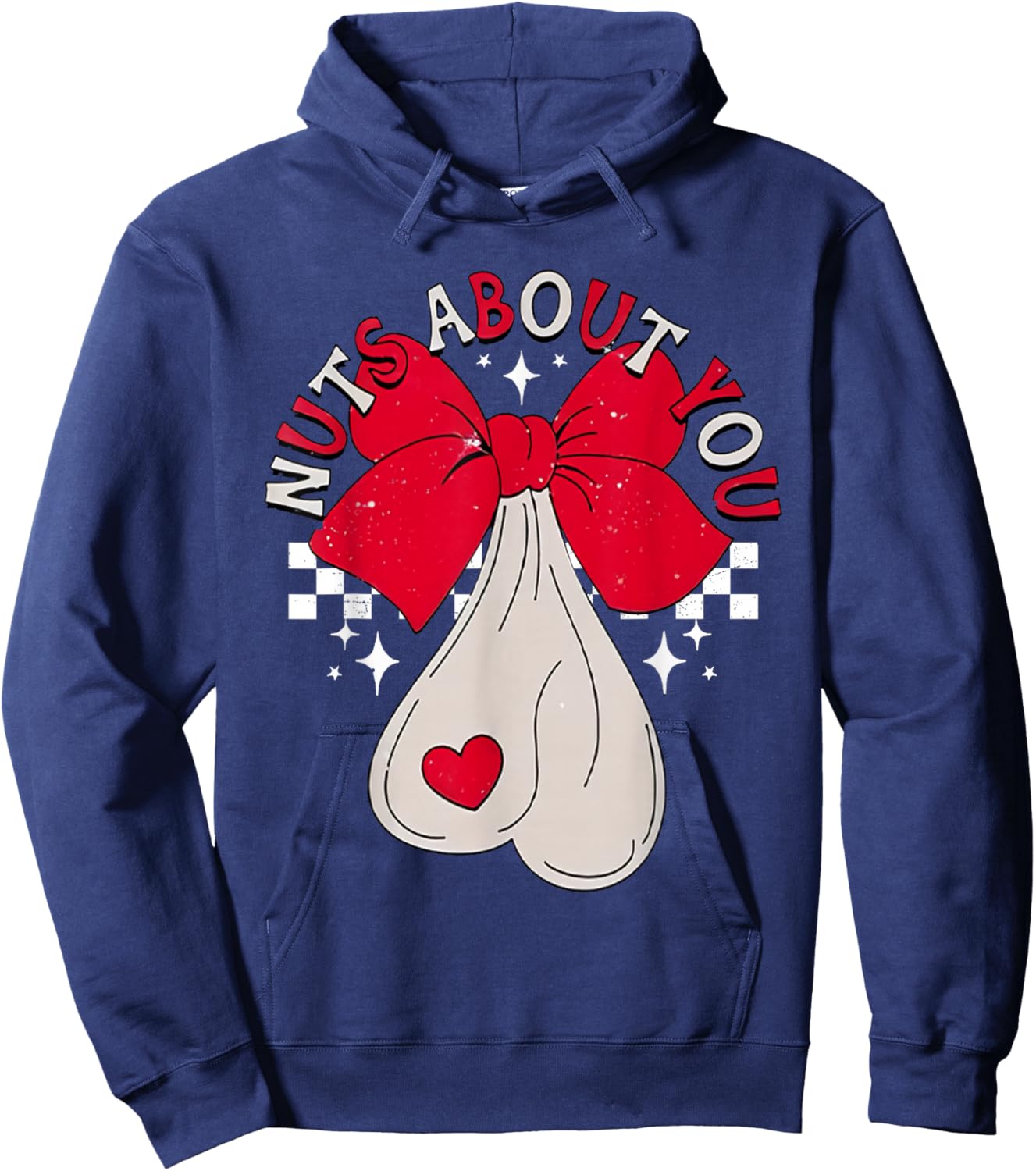 Nuts About You Funny Hear Coquette Bow Valentines Day Men Hoodie - Hoodie | Navy