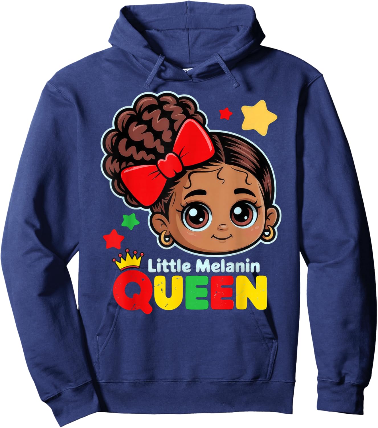 Little Melanin Queen Black History Month BLM African Girls Hoodie - Hoodie | Navy