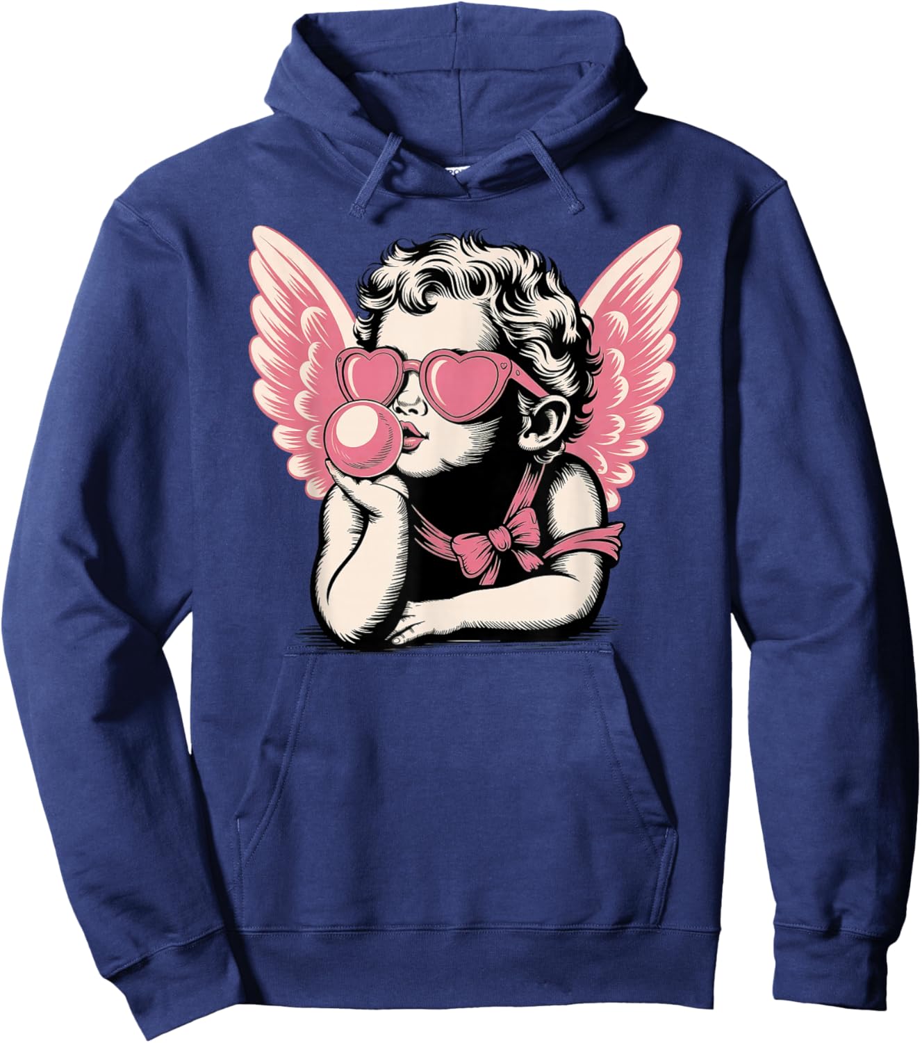 Cupid Valentine's Day Vintage Cupid Blowing Bubble Hoodie - Hoodie | Navy