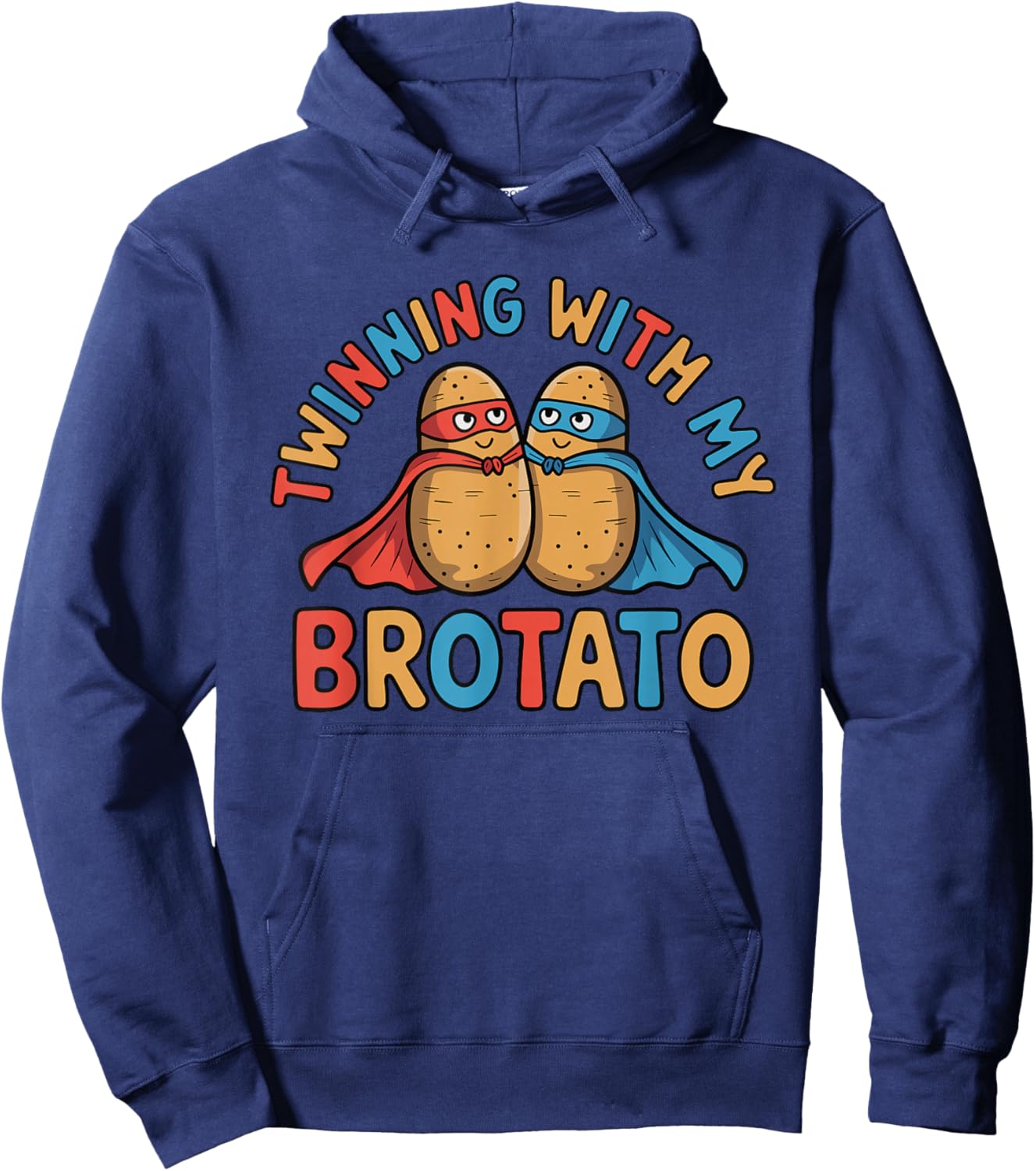 Twinning with My Brotato Funny Matching Friends Design Hoodie - Hoodie | Navy