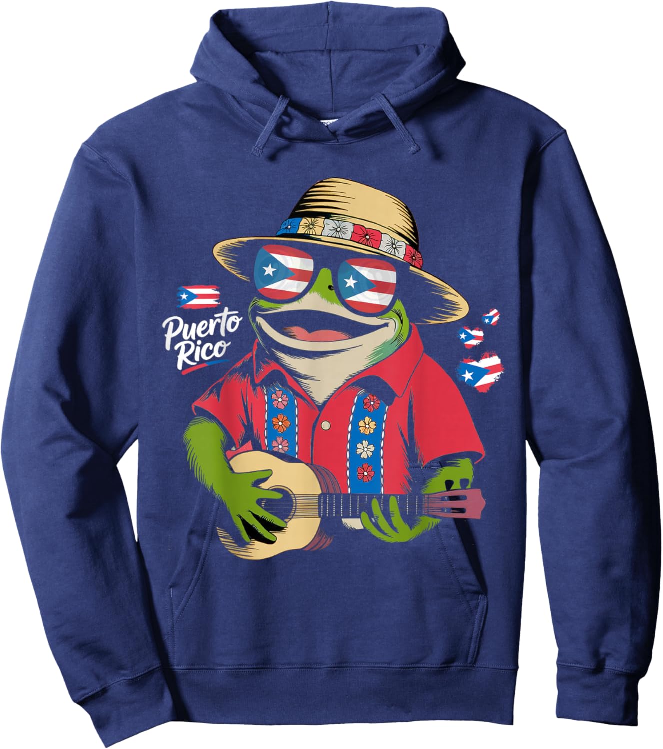 Coqui Frog Puerto Rico Idea Puertorriqueña Flag Hoodie - Hoodie | Navy