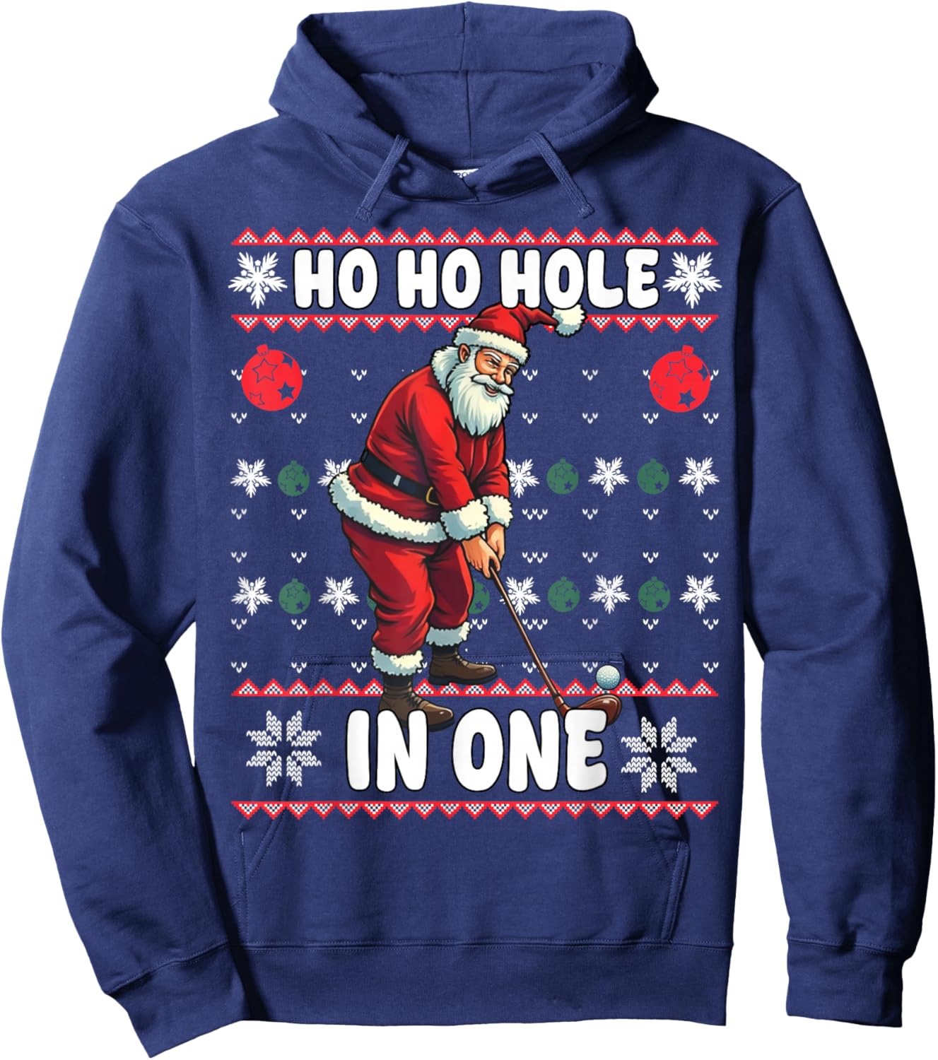 Funny Ugly Christmas Santa Claus Hole in One for Golf Lovers Hoodie - Hoodie | Navy