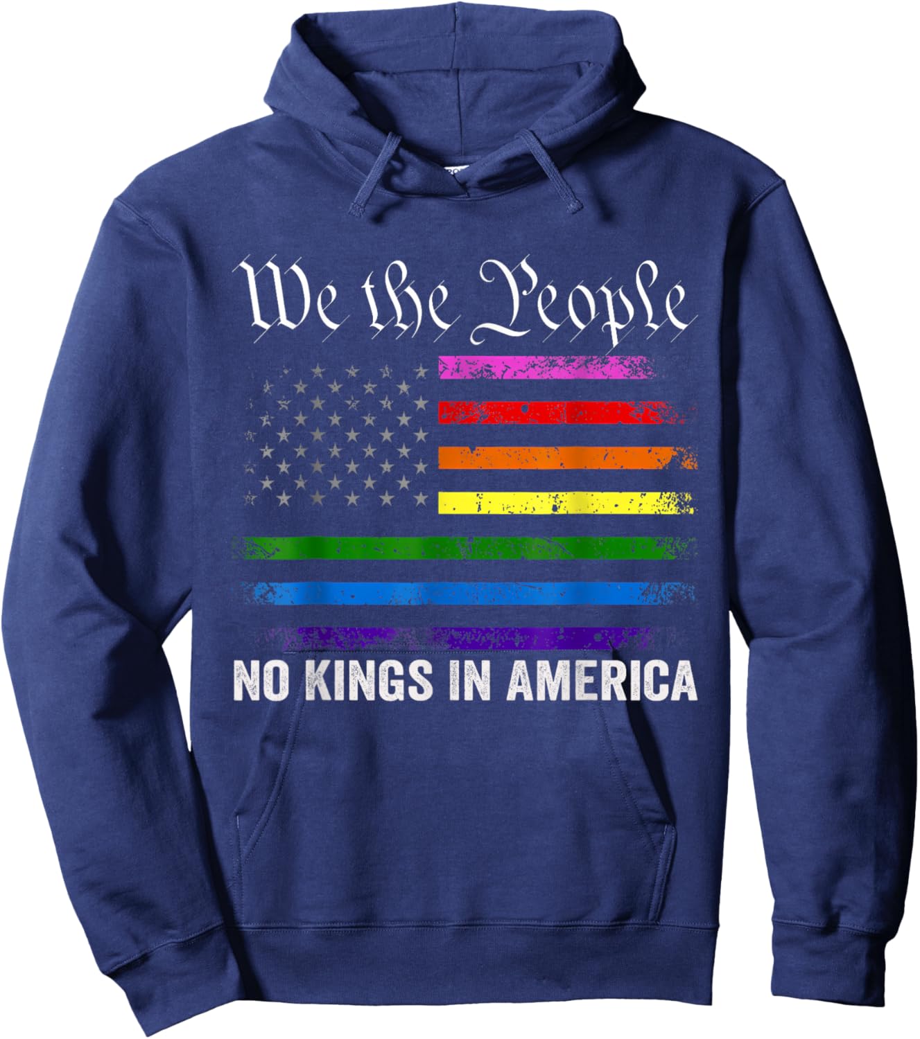 No Kings in America Shirt LGBT American Flag Hoodie - Hoodie | Navy