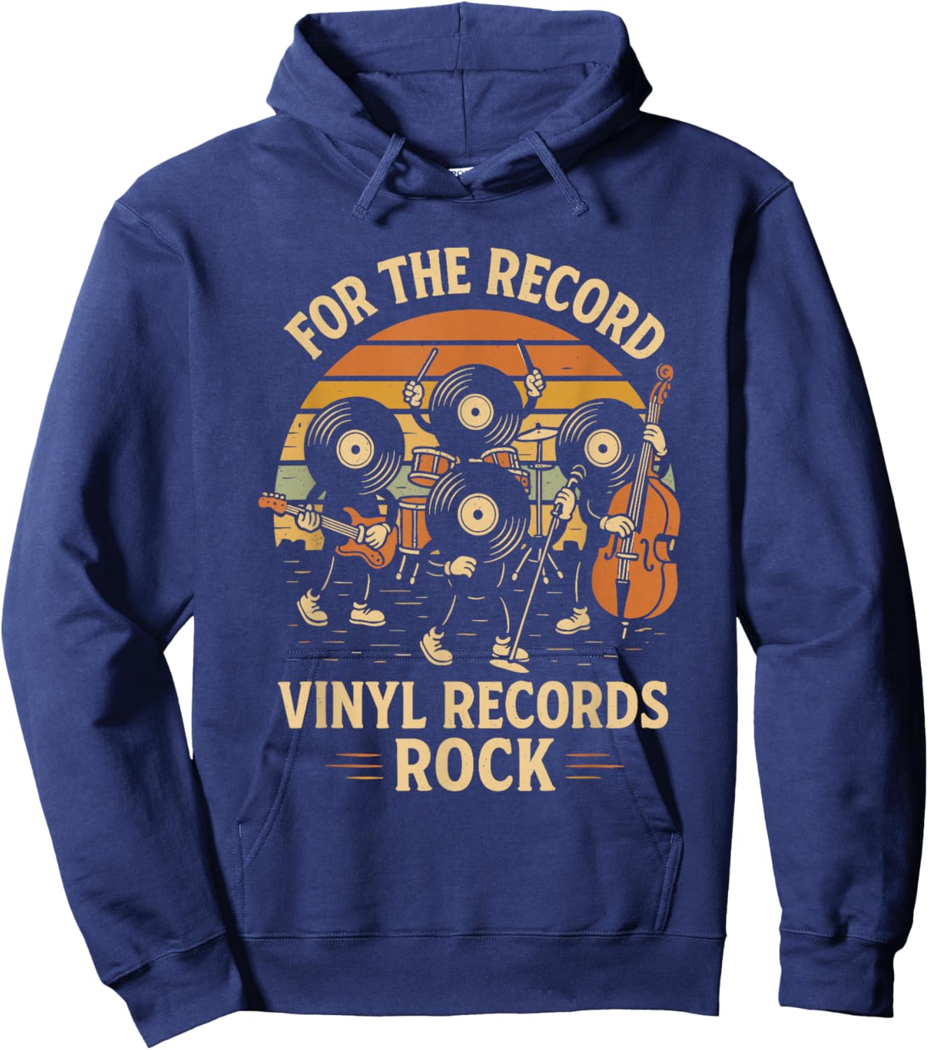 Retro Vinyl Record Pun Rock Music Lover Funny Rock Band Hoodie - Hoodie | Navy