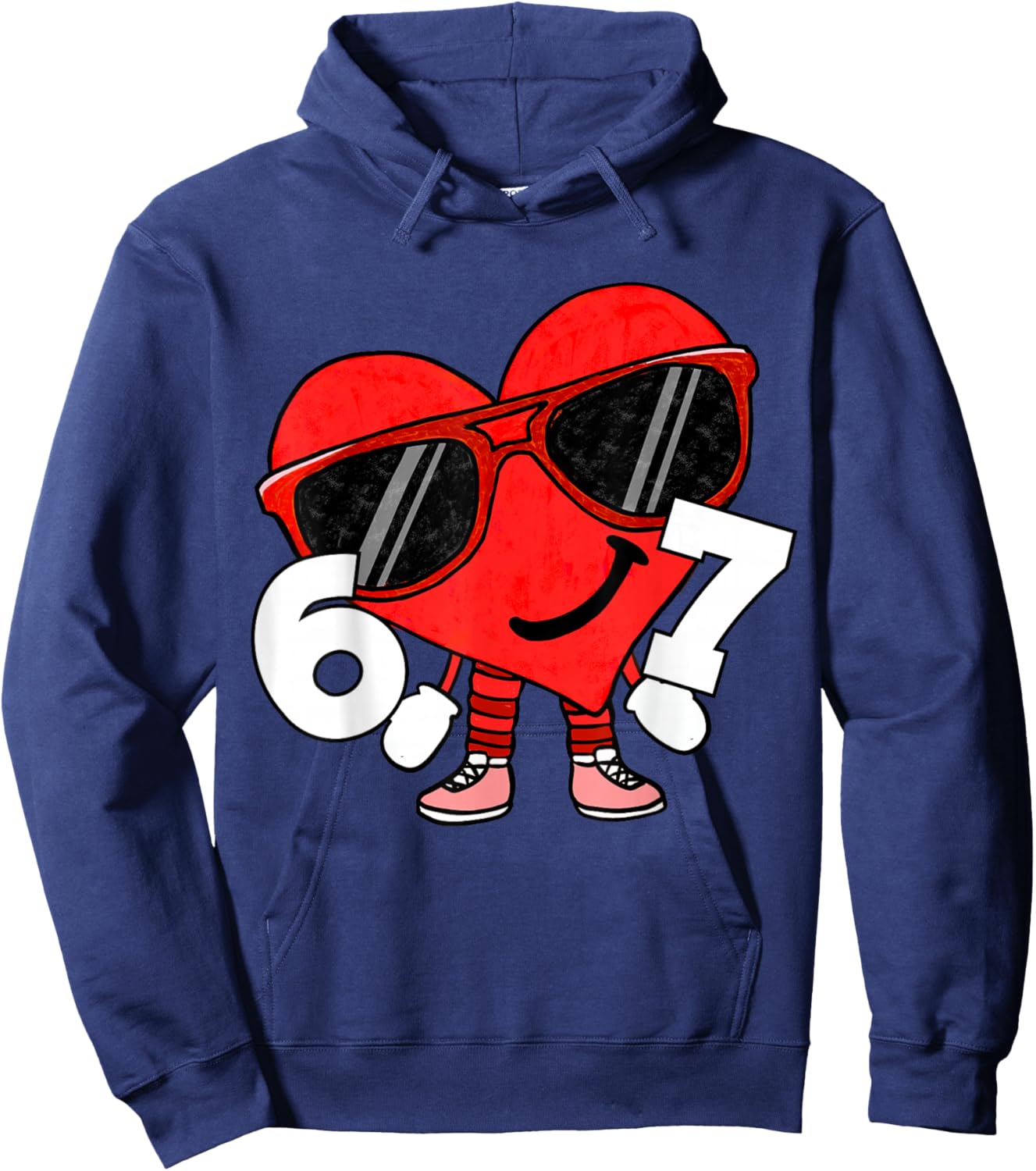 Funny Valentines Heart 67 Six Seven Boys Kids Teens Hoodie - Hoodie | Navy