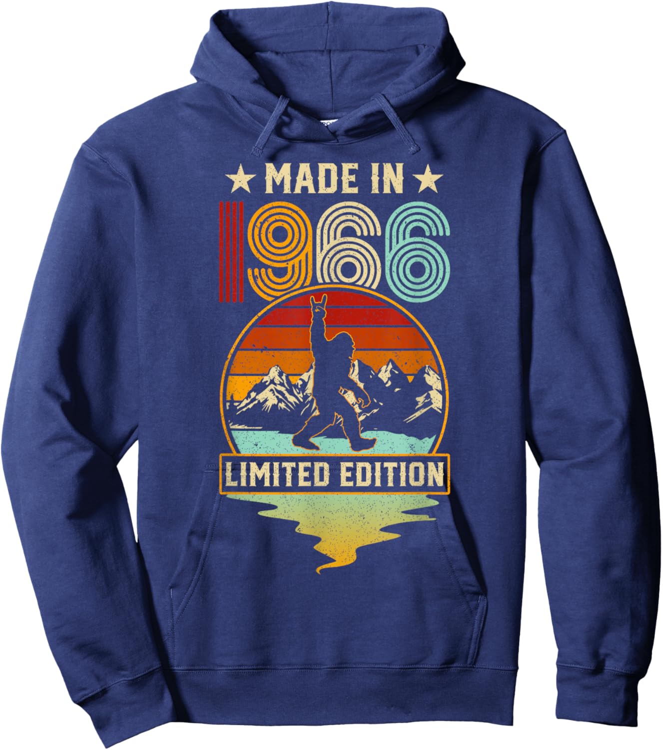 Retro 1966 60th Birthday Funny Bigfoot Adventure 60-Year-Old Hoodie - Hoodie | Navy
