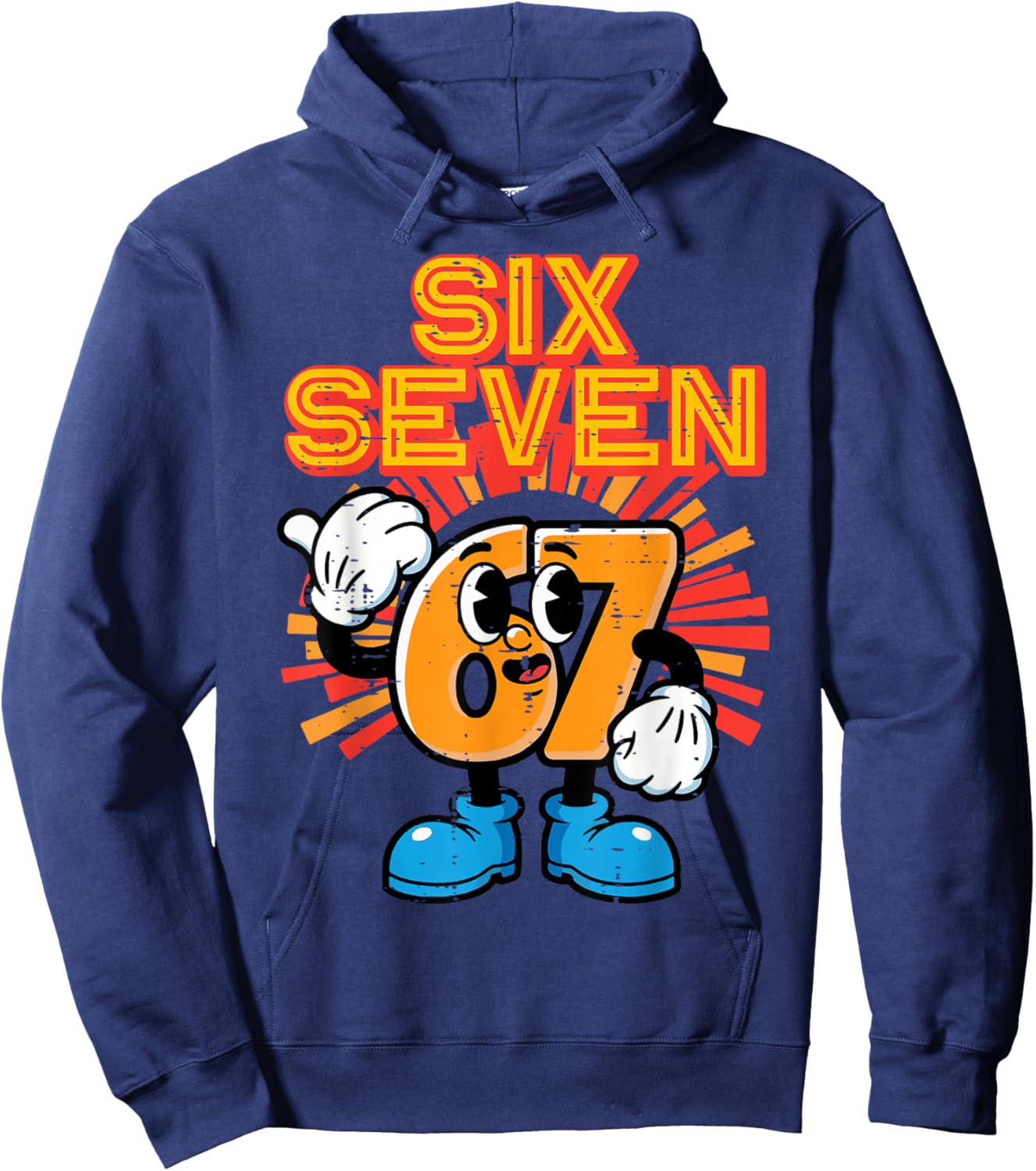 6 7 Meme Numbers Funny 67 Gen Alpha Slang Kids Boys Youth Hoodie - Hoodie | Navy