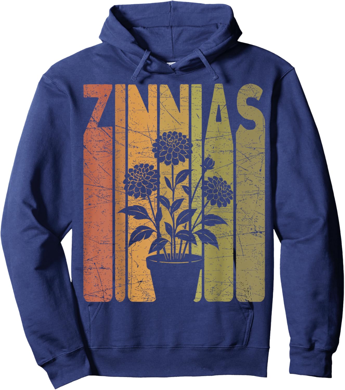 Zinnias Vintage Botanist Retro Zinnia Flower Gardening Hoodie - Hoodie | Navy