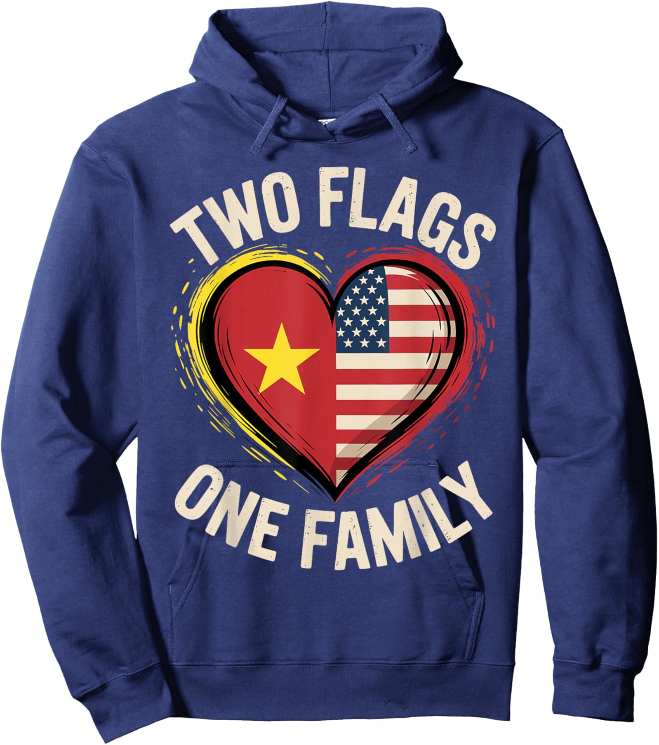Vietnam USA Two Flags One Family American Vietnamese Roots Hoodie - Hoodie | Navy