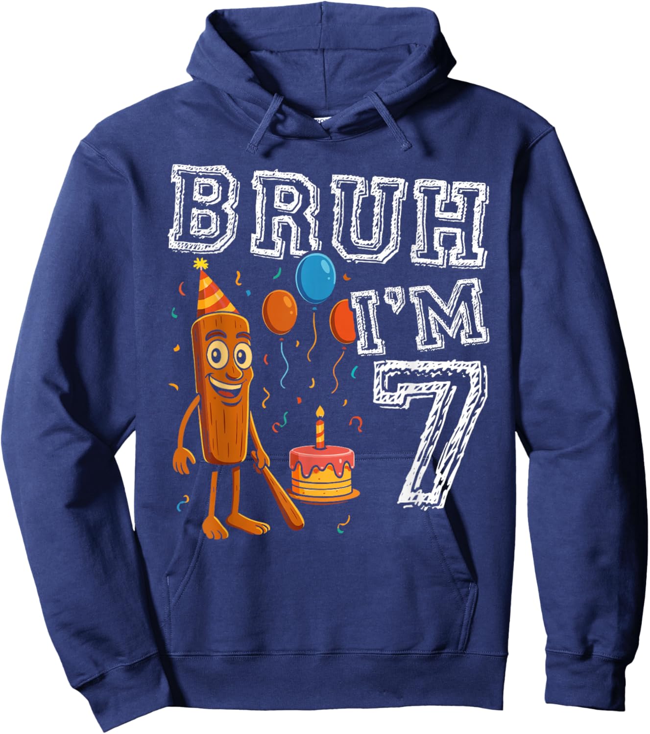 Italian Brainrot Bruh I'm 7 Age 7th Kids Boys Girls Hoodie - Hoodie | Navy
